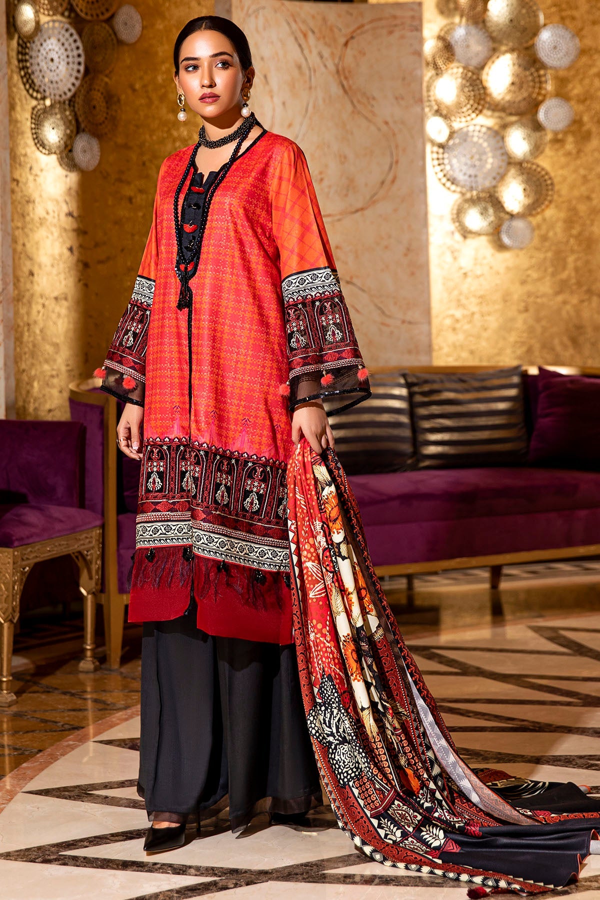 2731-FIRE-BRICK DIGITAL PRINTED COTAIL UNSTITCHED