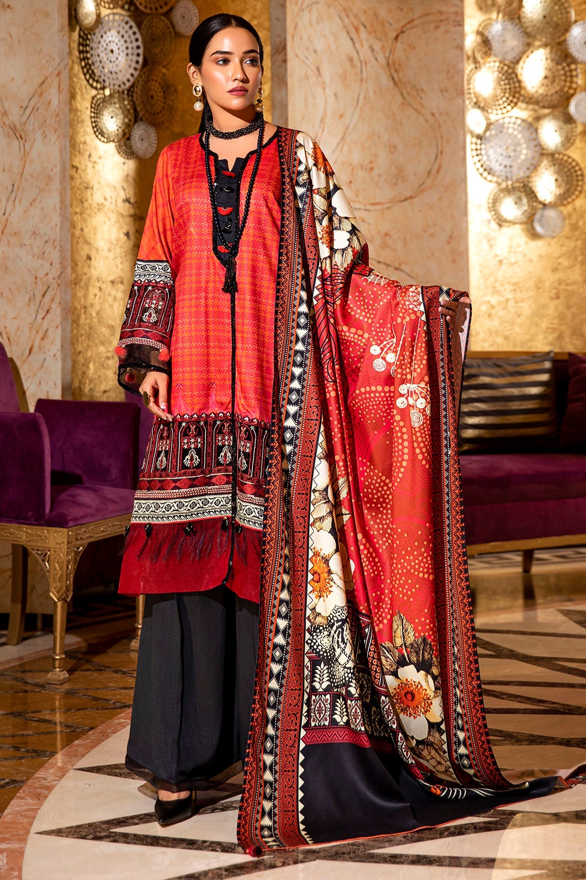 2731-FIRE-BRICK DIGITAL PRINTED COTAIL UNSTITCHED