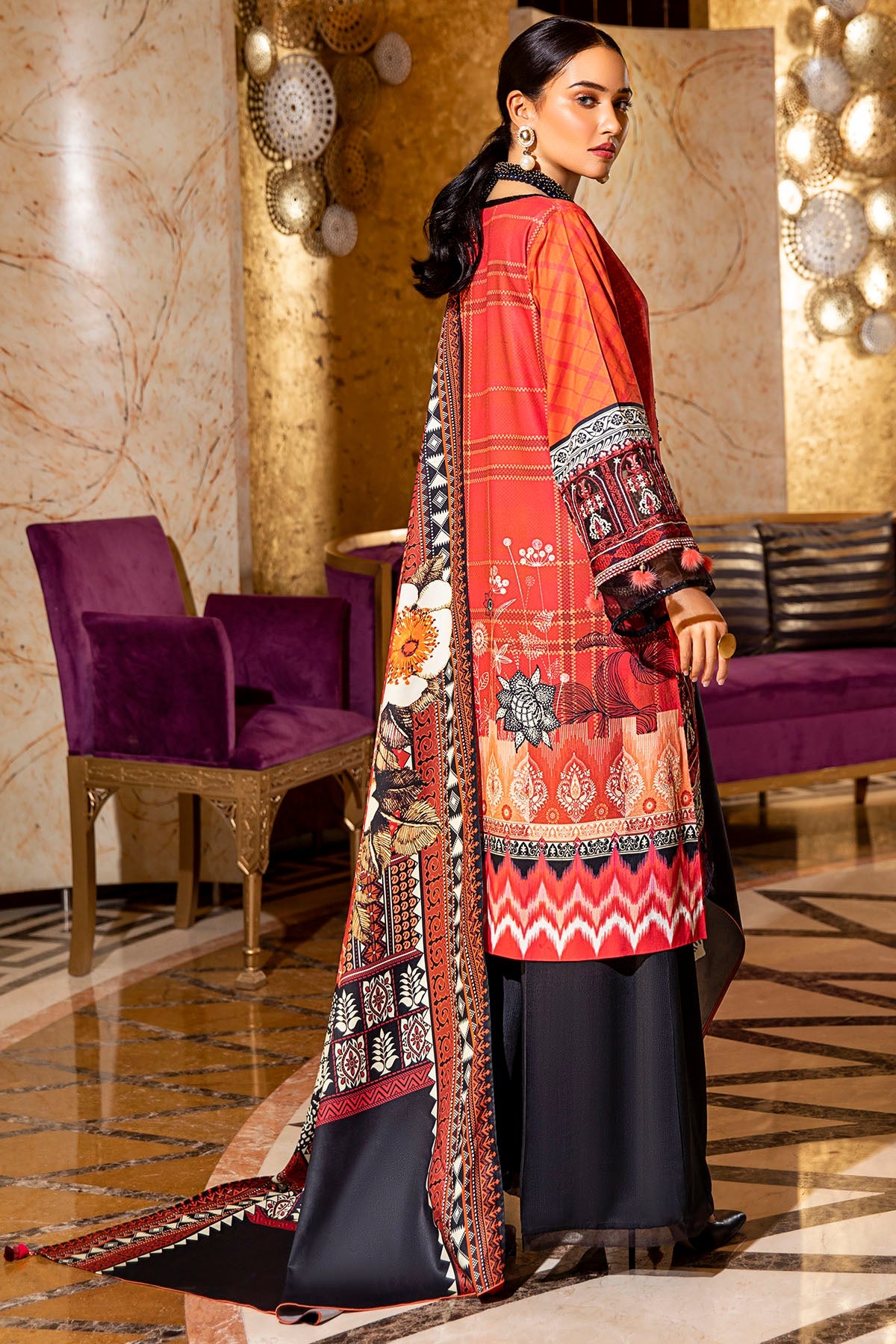 2731-FIRE-BRICK DIGITAL PRINTED COTAIL UNSTITCHED