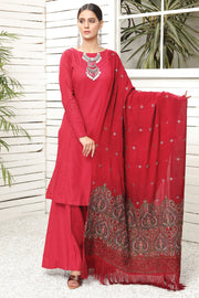 2734-SUZANI EMBROIDERED WOOL SHAWL UNSTITCHED