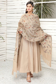 2735-ZALAKDOZI EMBROIDERED WOOL SHAWL UNSTITCHED