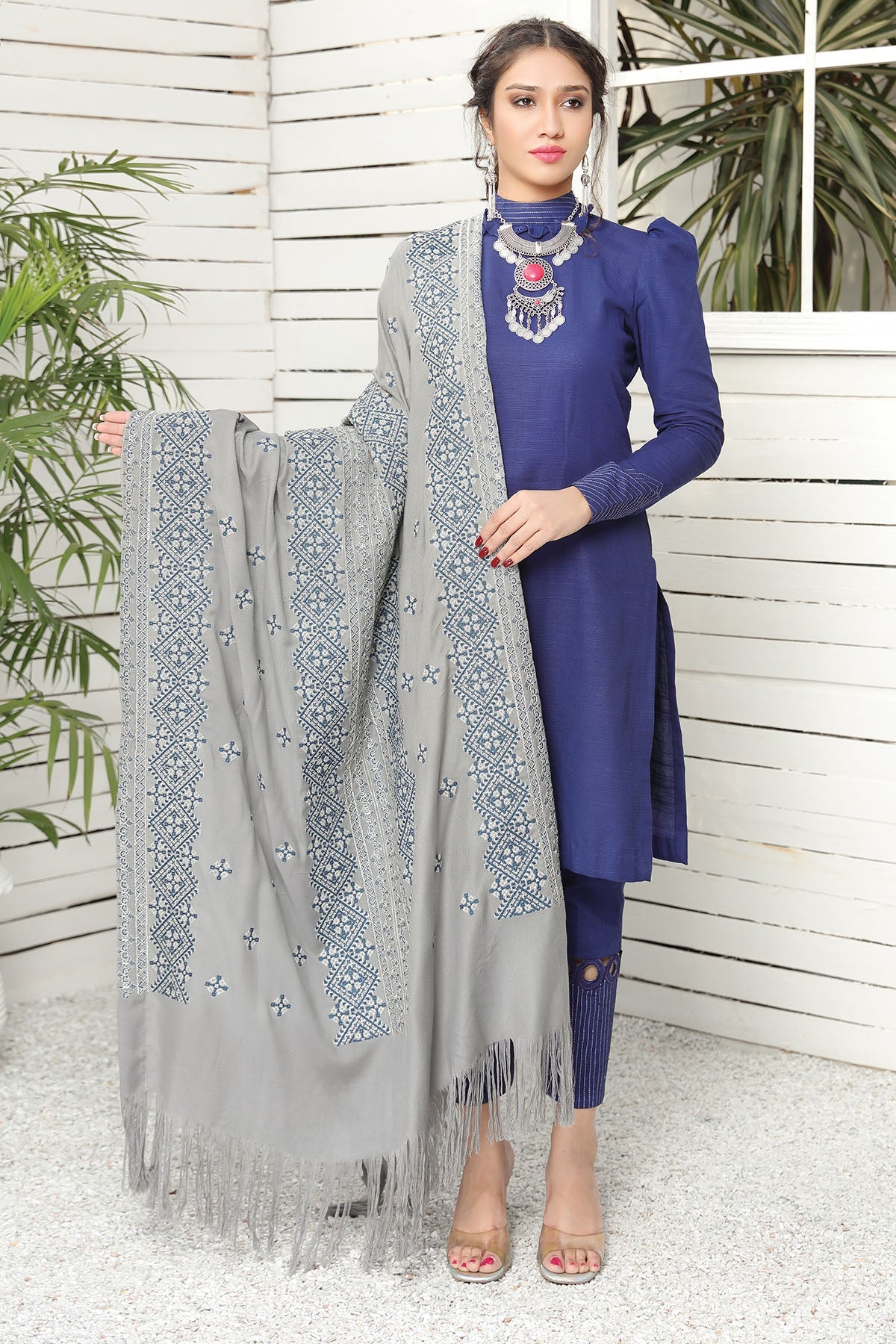 2737-CROSSTICH-GLAM EMBROIDERED WOOL SHAWL UNSTITCHED