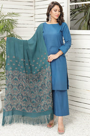 2739-JADE EMBROIDERED WOOL SHAWL UNSTITCHED