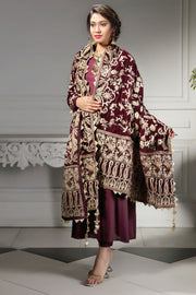 2745-FLAMING-GLOW EMBROIDERED VELVET SHAWL UNSTITCHED