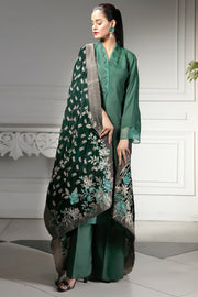 2746-EMERALD EMBROIDERED VELVET SHAWL UNSTITCHED