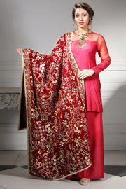 2752-MAH-E-ROOH EMBROIDERED VELVET SHAWL UNSTITCHED