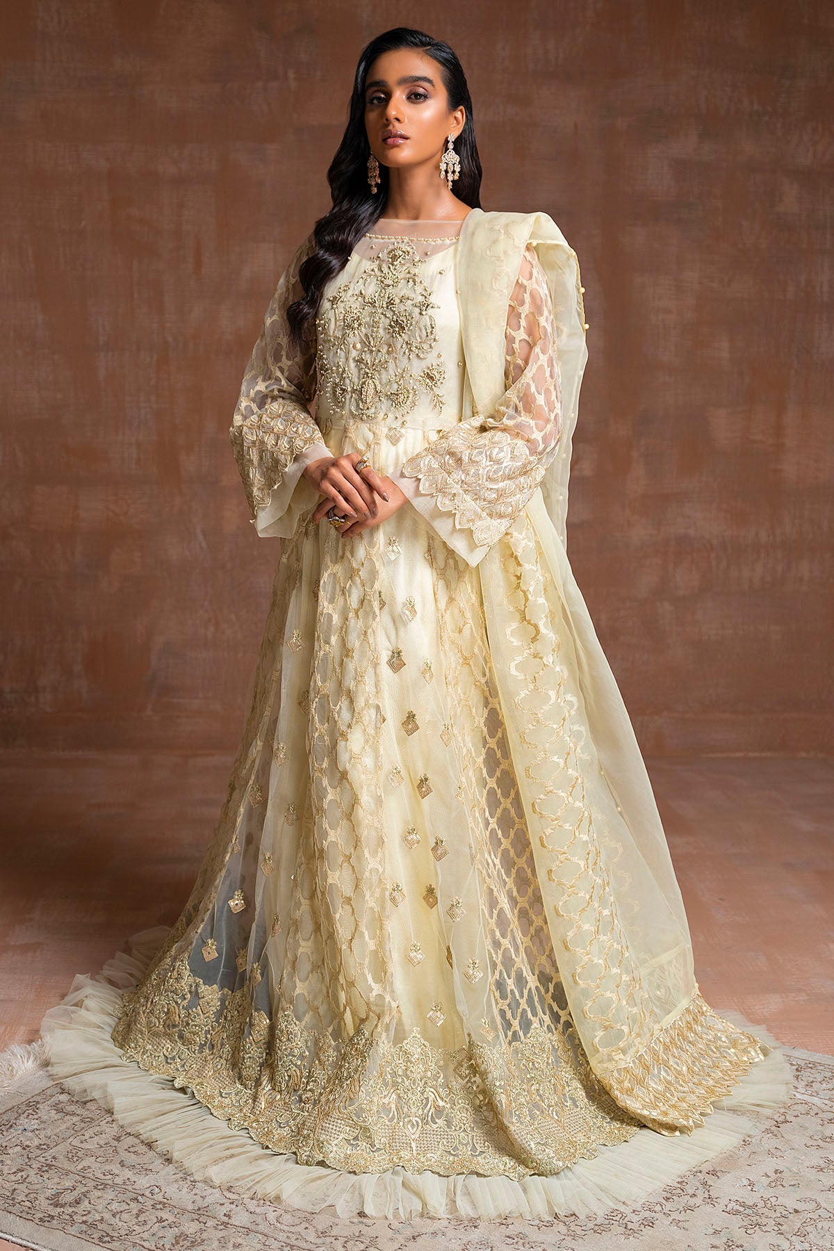2754-HAZEL EMBROIDERED SILK NET STITCHED