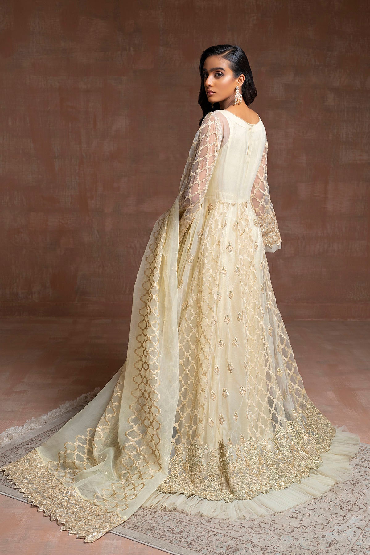 2754-HAZEL EMBROIDERED SILK NET STITCHED