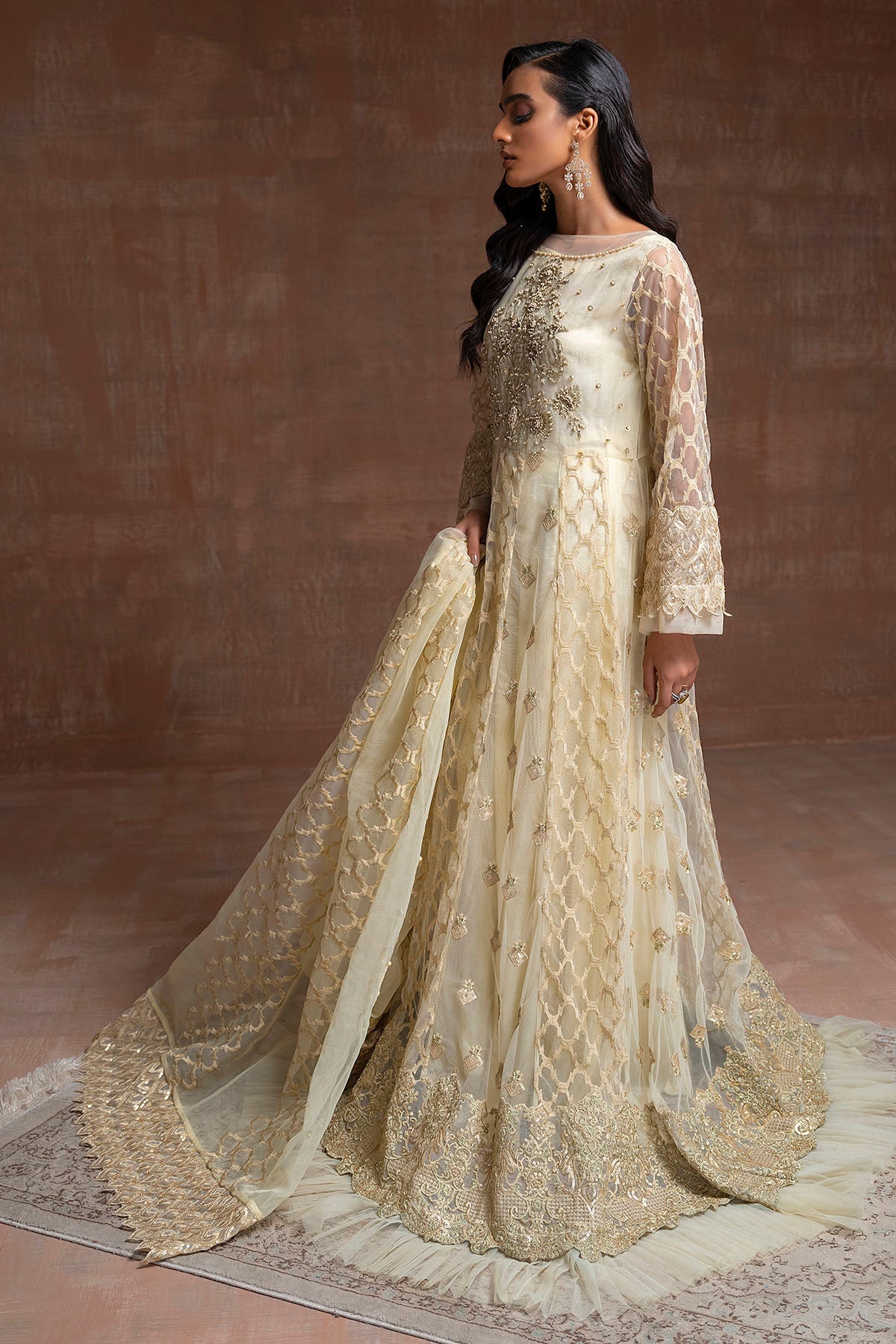 2754-HAZEL EMBROIDERED SILK NET STITCHED