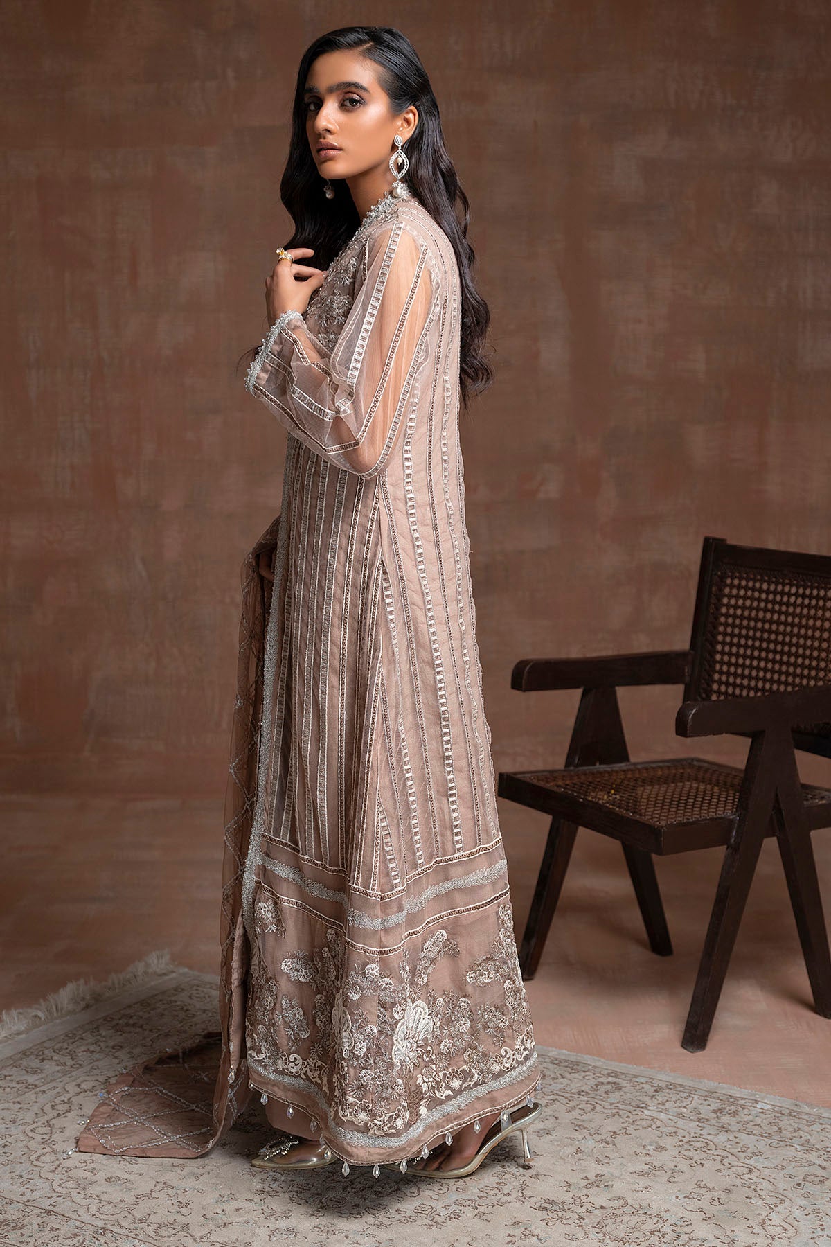 2761-OPAL EMBROIDERED SILK NET STITCHED