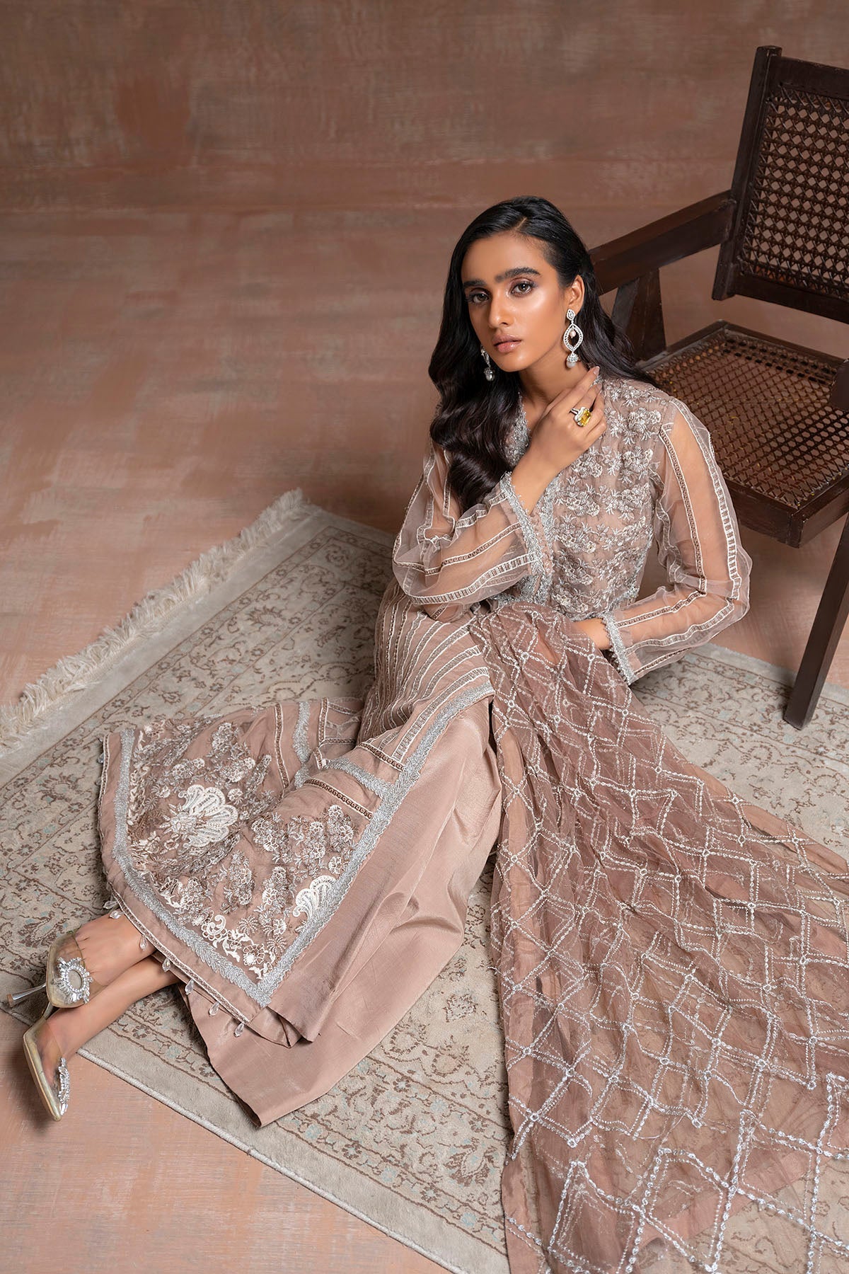 2761-OPAL EMBROIDERED SILK NET STITCHED
