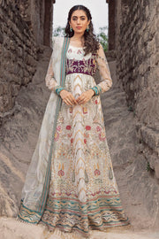 2768-PEARL-LUSTER EMBROIDERED BANARSI NET UNSTITCHED
