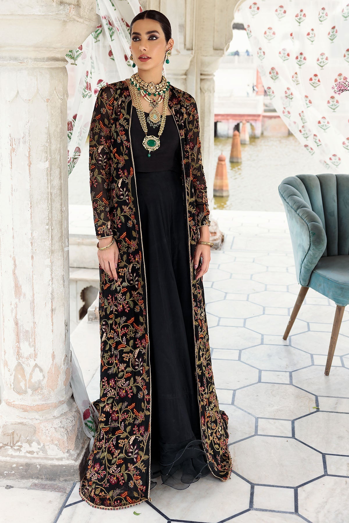 2774-BLACK EMBROIDERED CHIFFON FABRIC