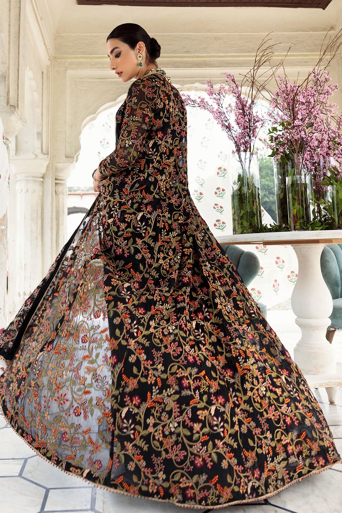 2774-BLACK EMBROIDERED CHIFFON FABRIC