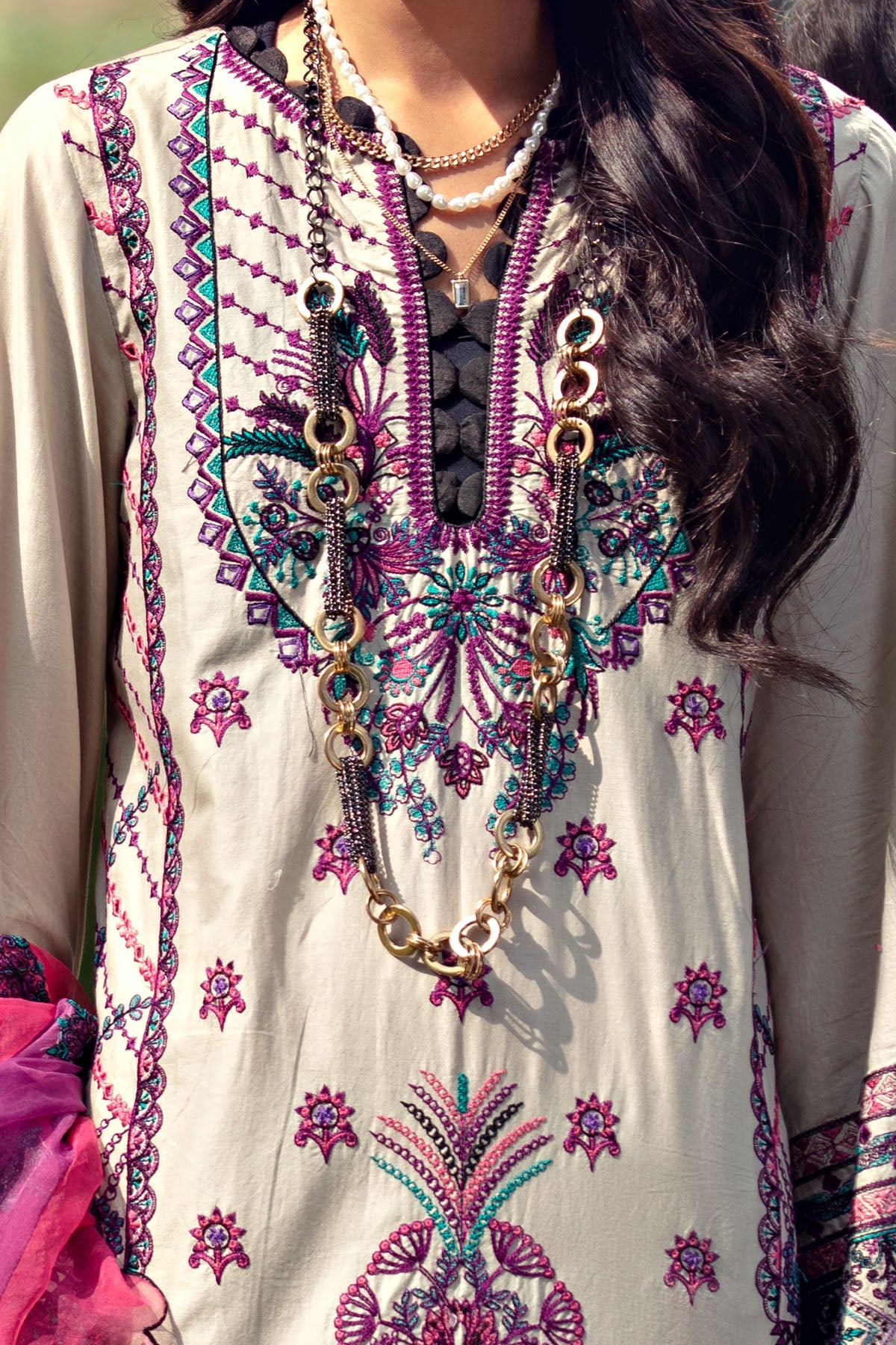 2796-FRENCH-GRAY EMBROIDERED LAWN STITCHED