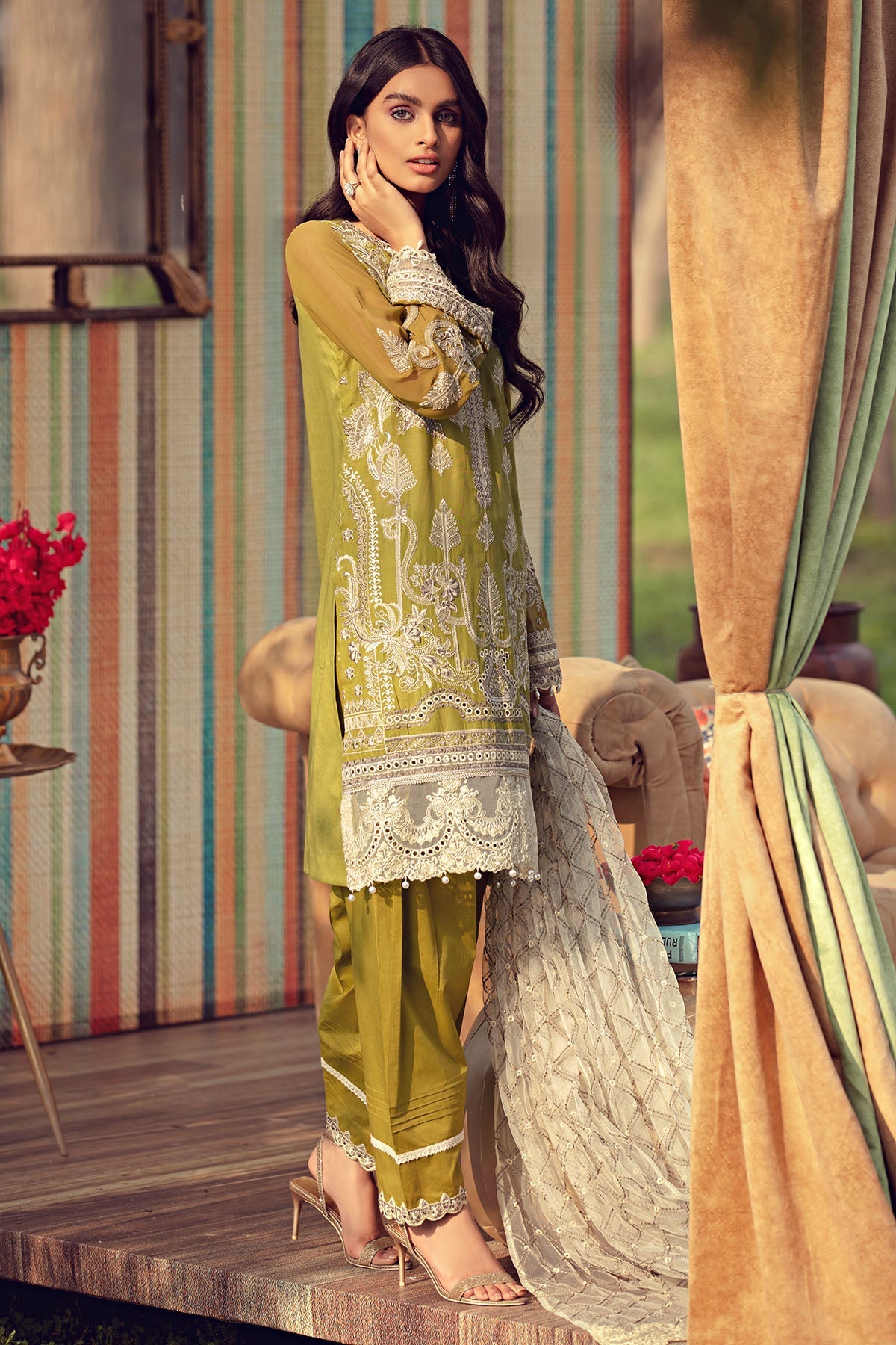 2805-GREEN-OLIVES EMBROIDERED LAWN UNSTITCHED