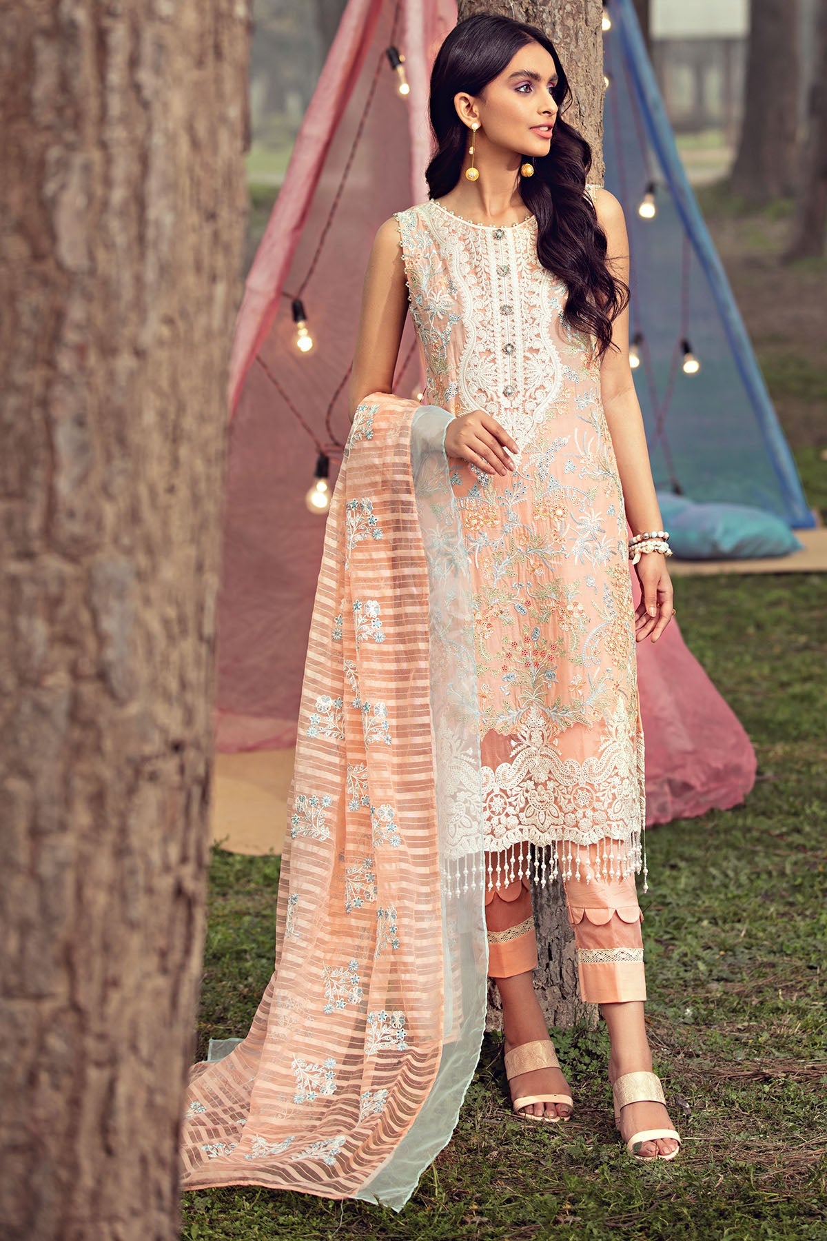 2807-LIGHT-SALMON EMBROIDERED LAWN UNSTITCHED