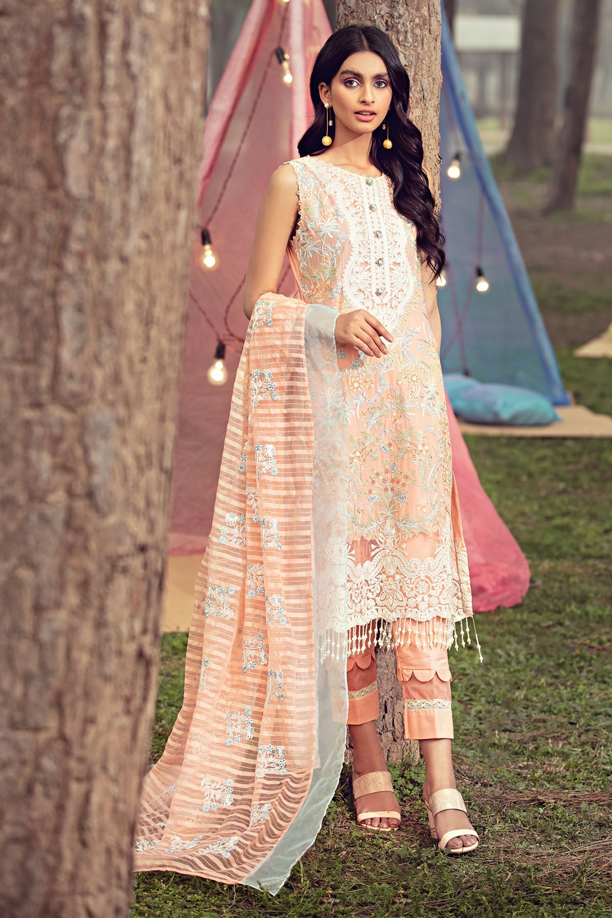 2807-LIGHT-SALMON EMBROIDERED LAWN UNSTITCHED