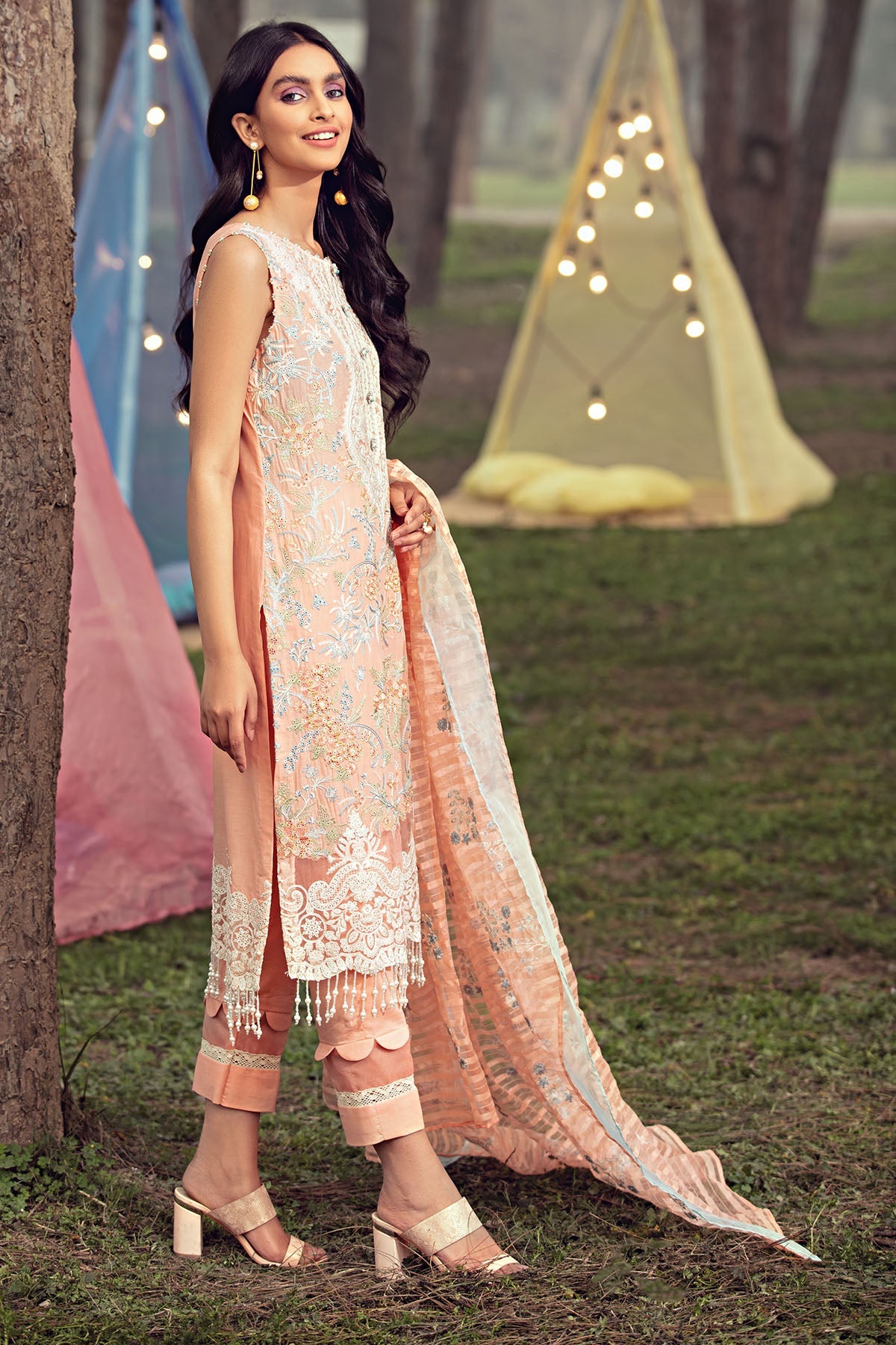 2807-LIGHT-SALMON EMBROIDERED LAWN UNSTITCHED