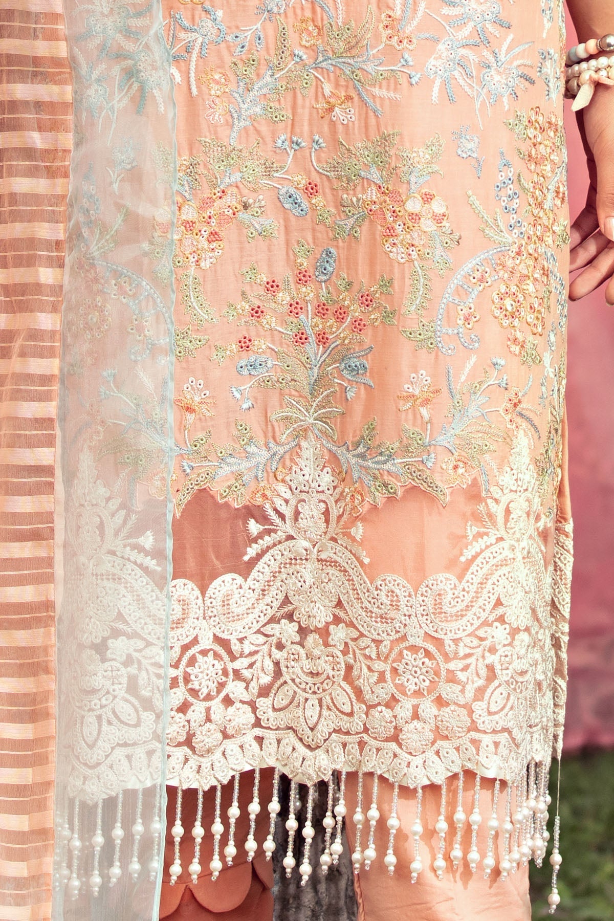 2807-LIGHT-SALMON EMBROIDERED LAWN STITCHED