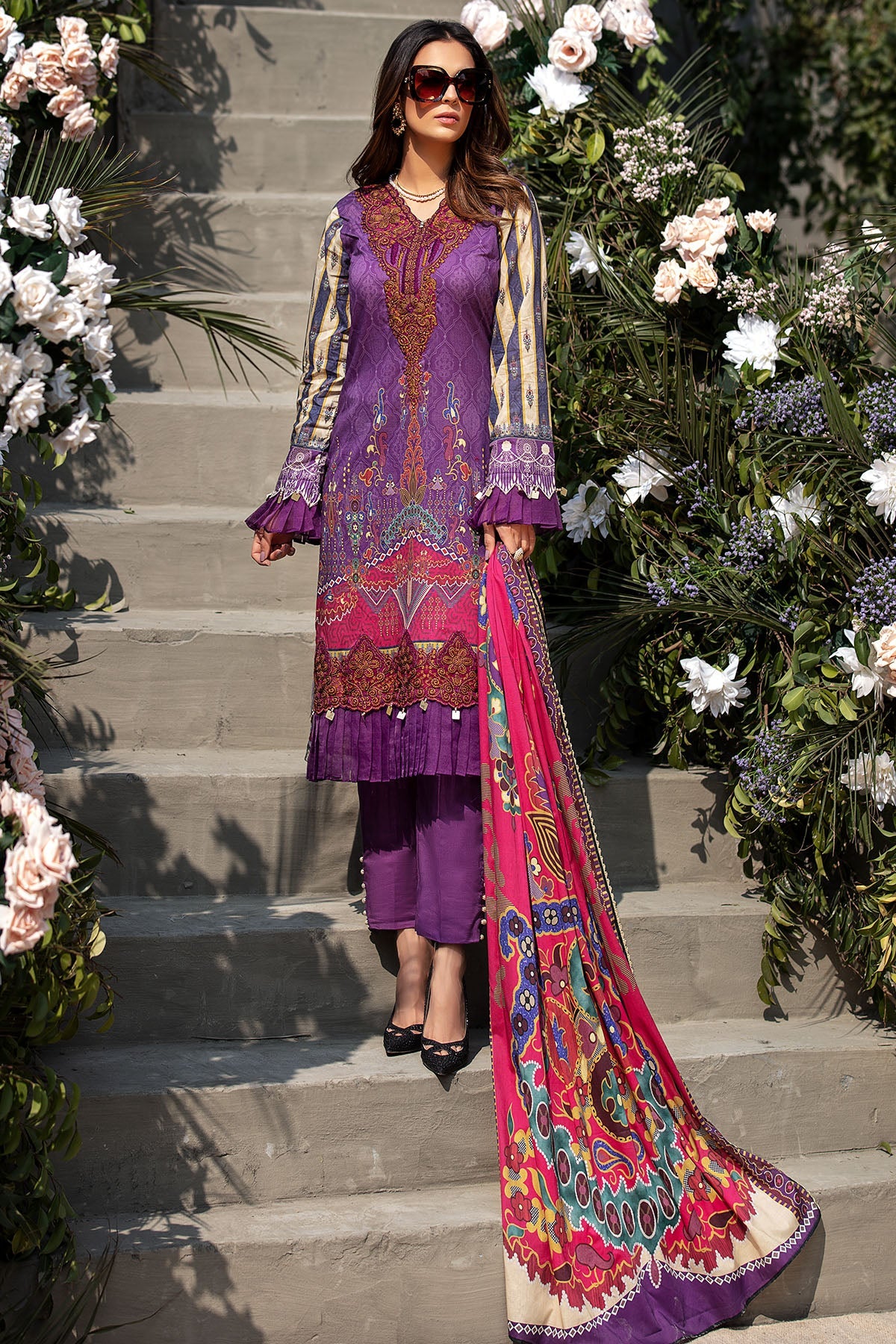2832-PURPLE-GLIMMER DIGITAL PRINTED LAWN UNSTITCHED