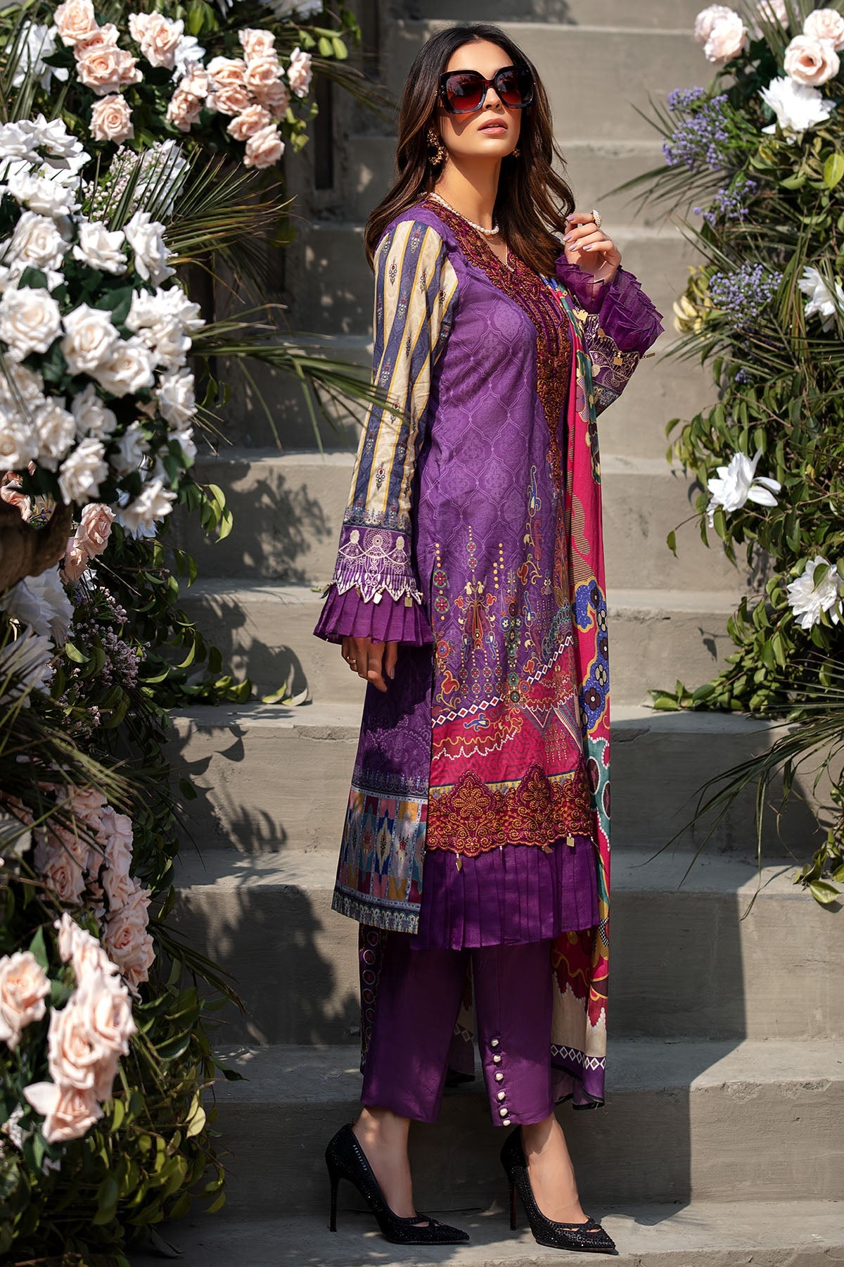 2832-PURPLE-GLIMMER DIGITAL PRINTED LAWN UNSTITCHED
