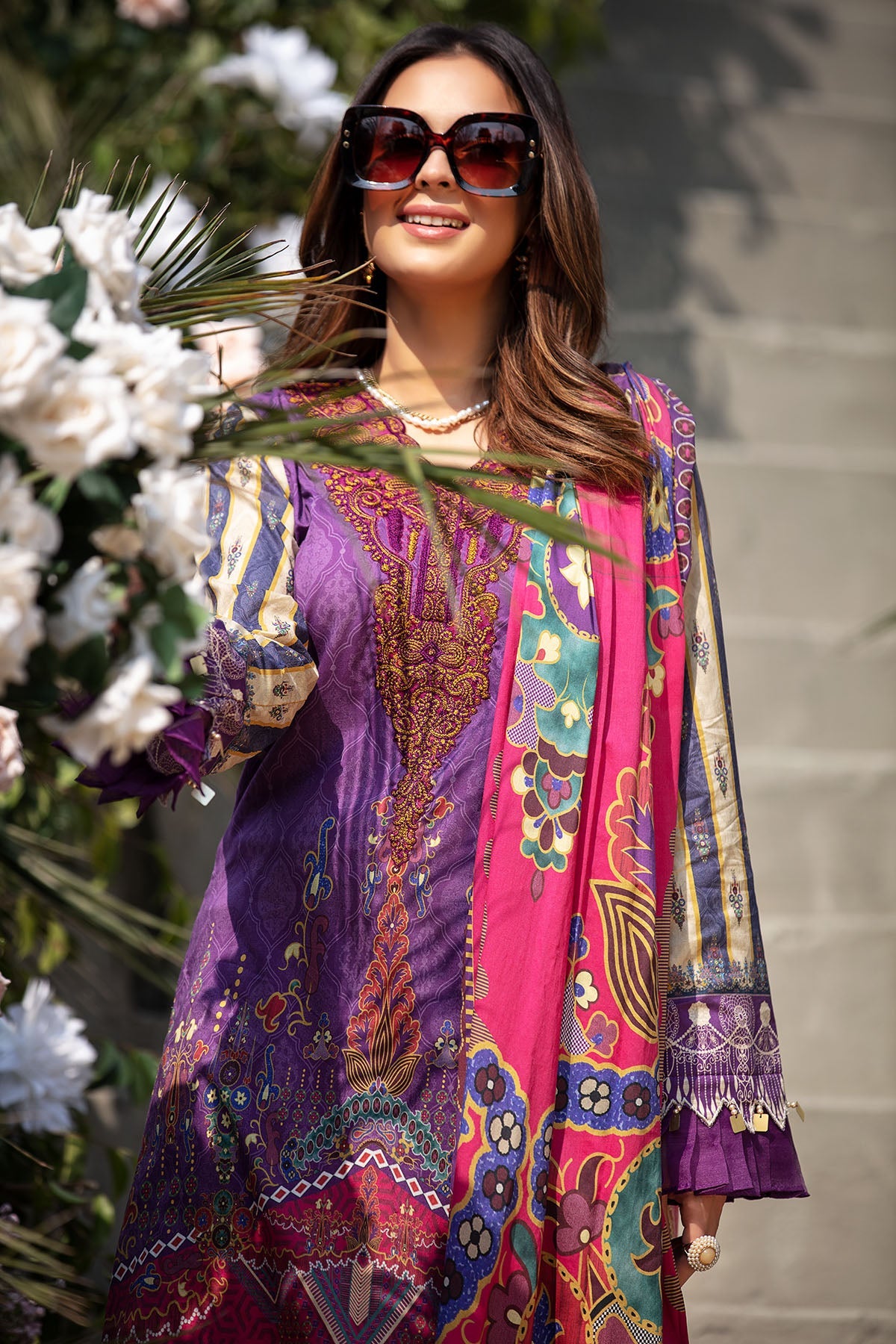 2832-PURPLE-GLIMMER DIGITAL PRINTED LAWN UNSTITCHED