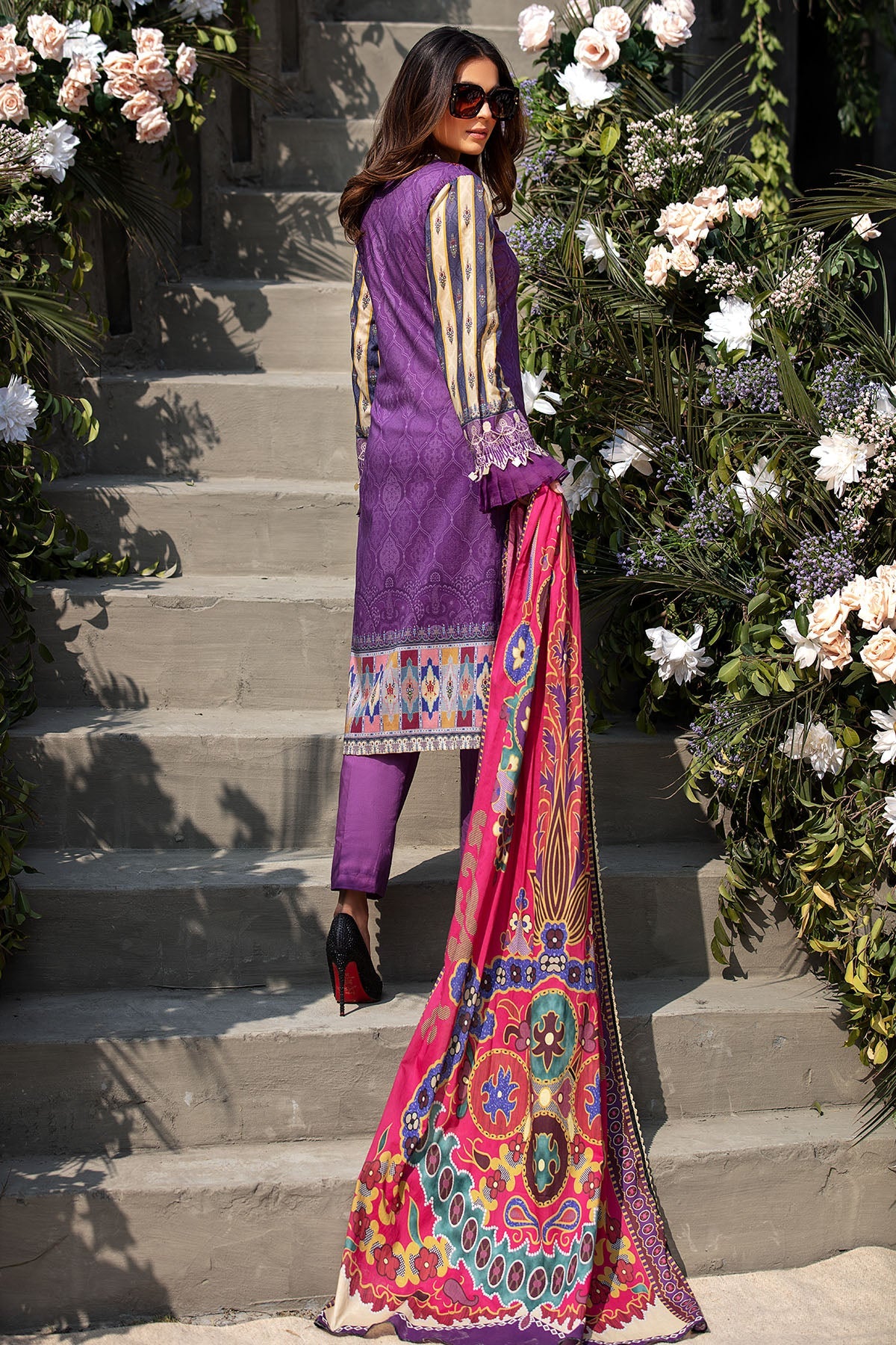 2832-PURPLE-GLIMMER DIGITAL PRINTED LAWN UNSTITCHED