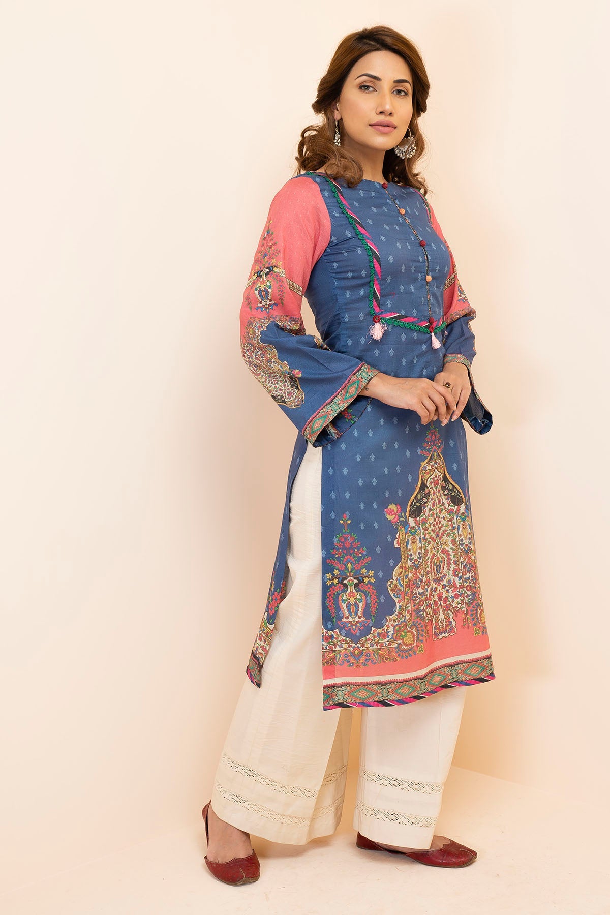 2849-BLUE-GARDEN DIGITAL PRINTED LAWN STITCHED