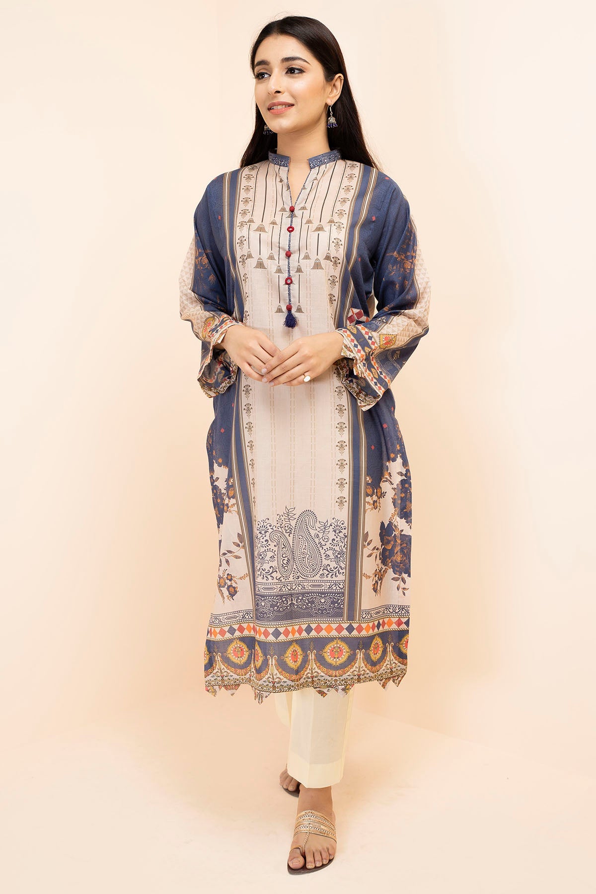 2857-BAIGE-BELLS DIGITAL PRINTED LAWN STITCHED