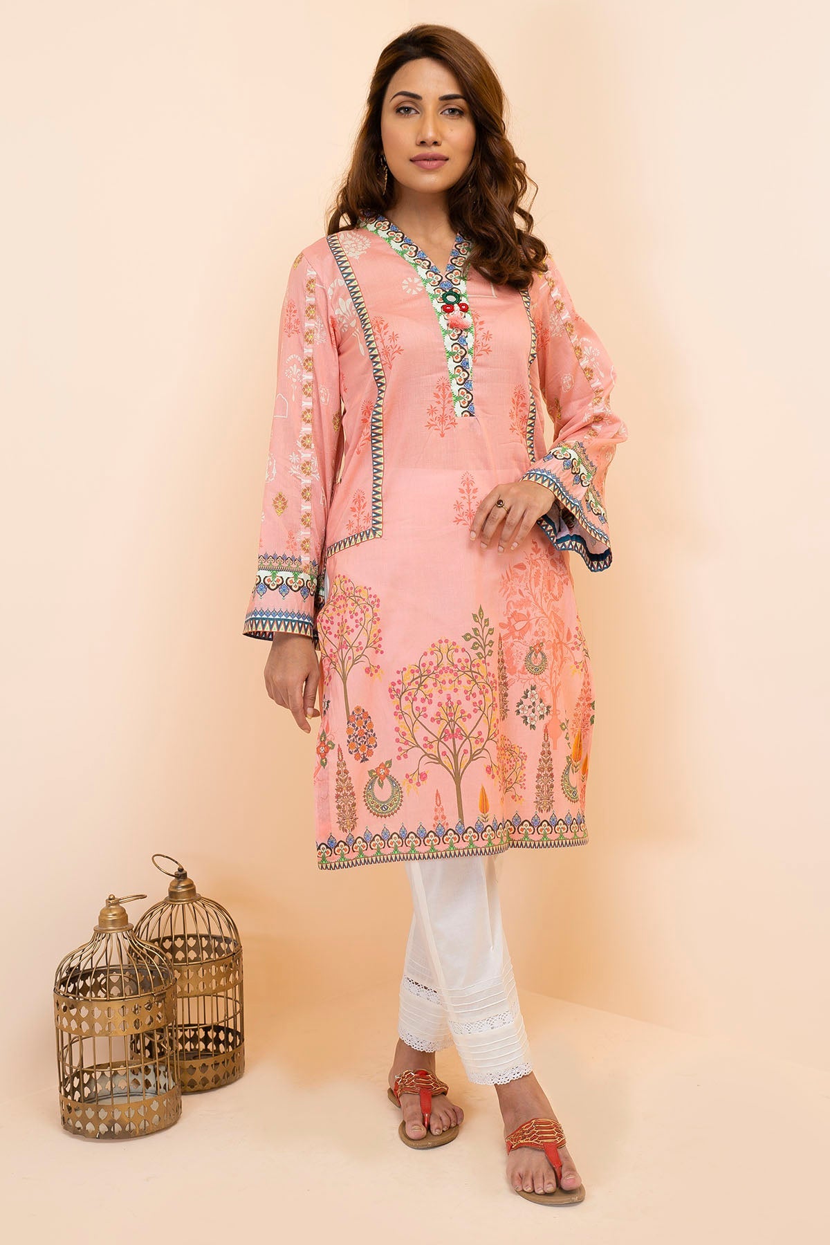 2860-PINK-ROSE DIGITAL PRINTED LAWN STITCHED