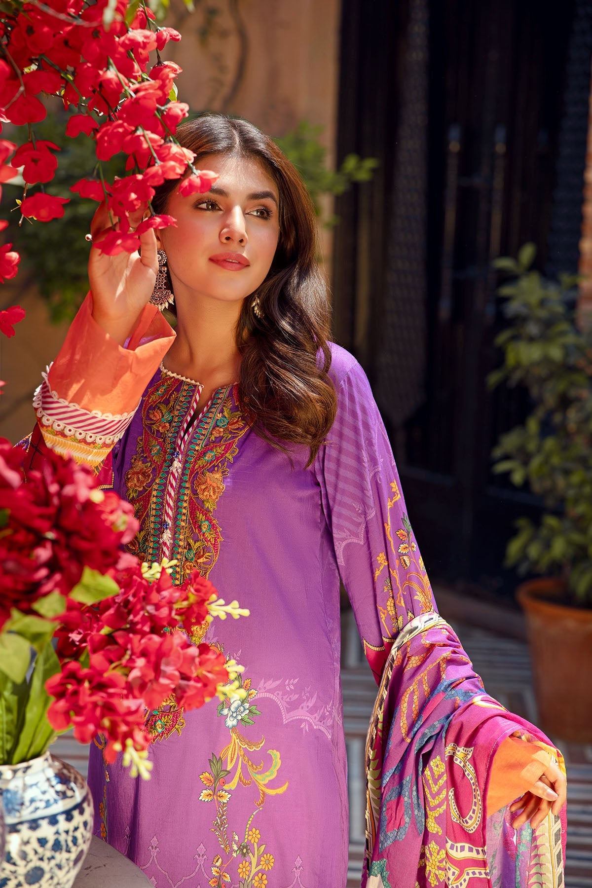 2898-CRIMSON-GARDEN DIGITAL PRINTED LAWN UNSTITCHED