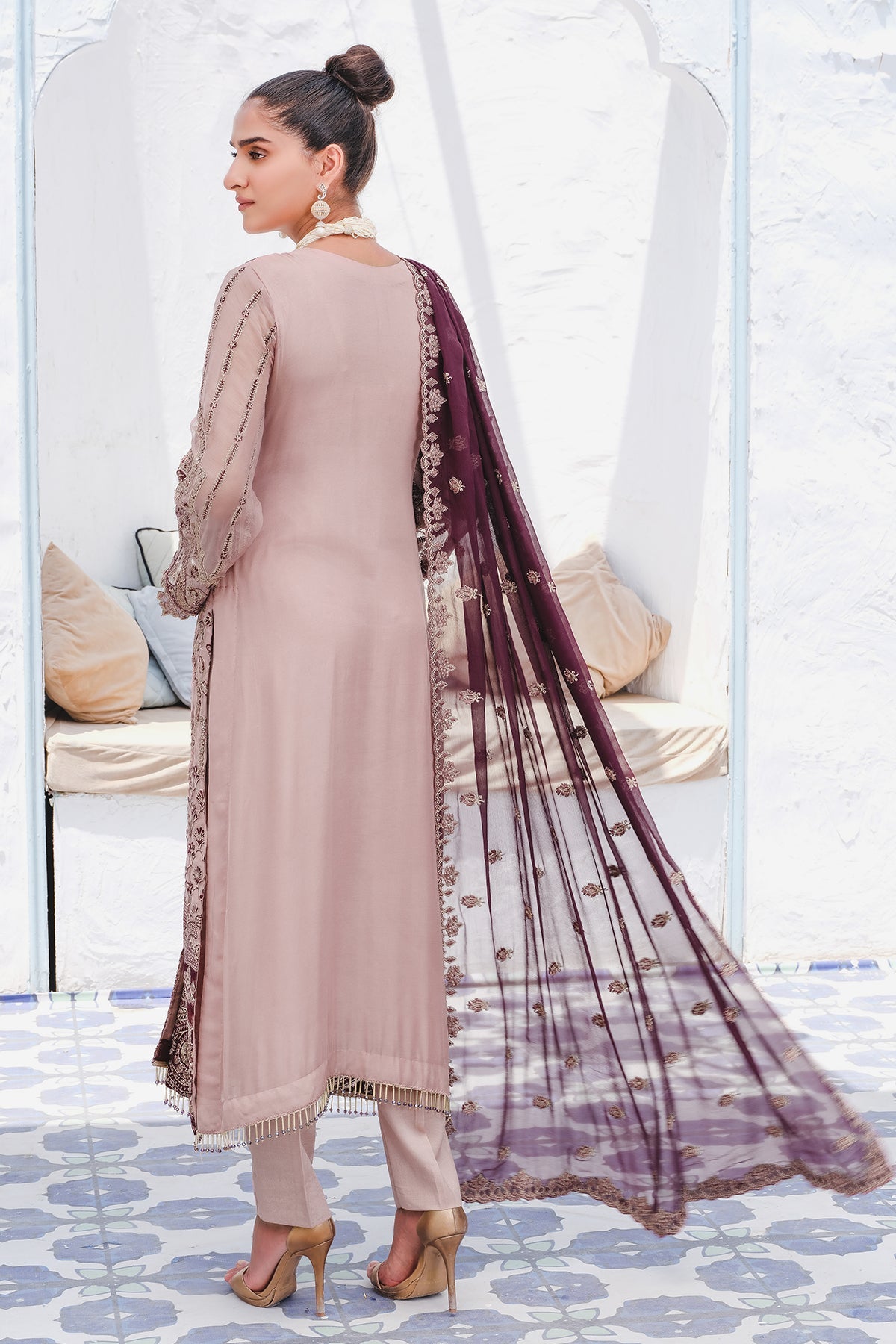 2911-SWEET-SUGARPLUM EMBROIDERED BEMBERG CHIFFON UNSTITCHED