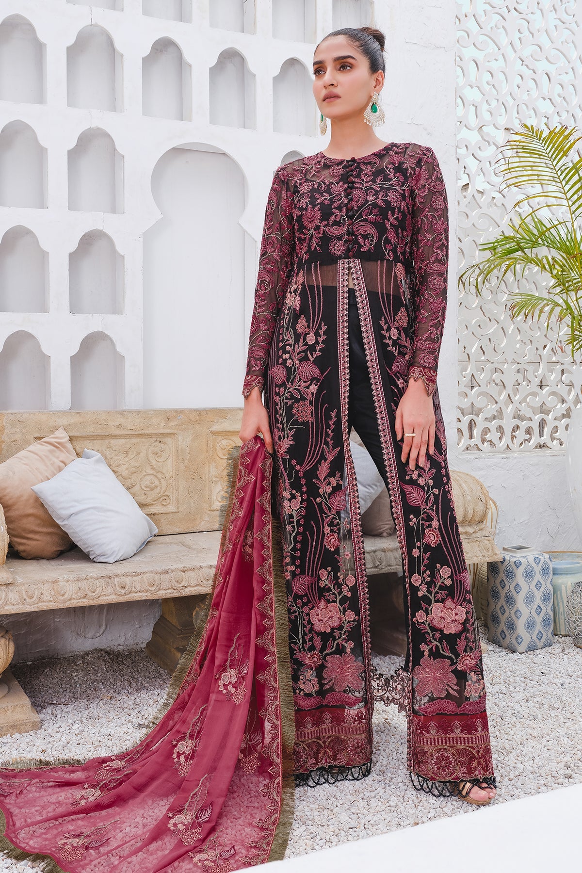 2912-MIDNIGHT-HUES EMBROIDERED BEMBERG CHIFFON UNSTITCHED