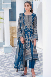 2914-CHINESE-BLUE EMBROIDERED BEMBERG CHIFFON UNSTITCHED