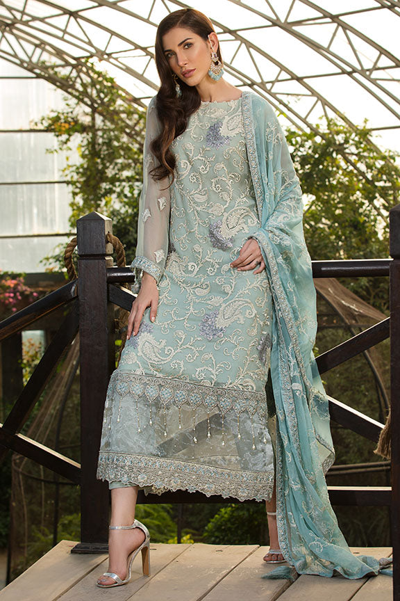 3001-BLUE-ASH EMBROIDERED BEMBERG CHIFFON UNSTITCHED