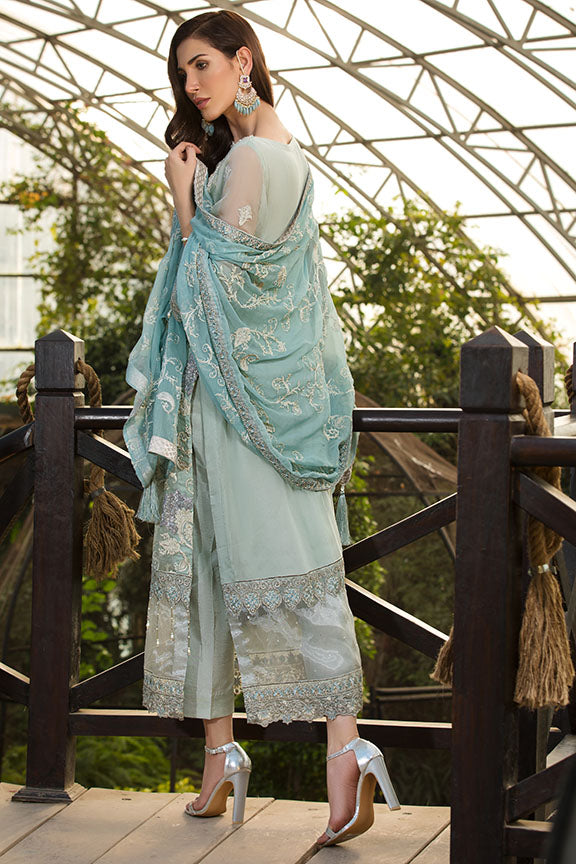 3001-BLUE-ASH EMBROIDERED BEMBERG CHIFFON UNSTITCHED