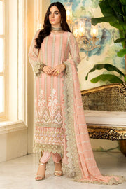 3002-PINK-FLARE EMBROIDERED BEMBERG CHIFFON UNSTITCHED