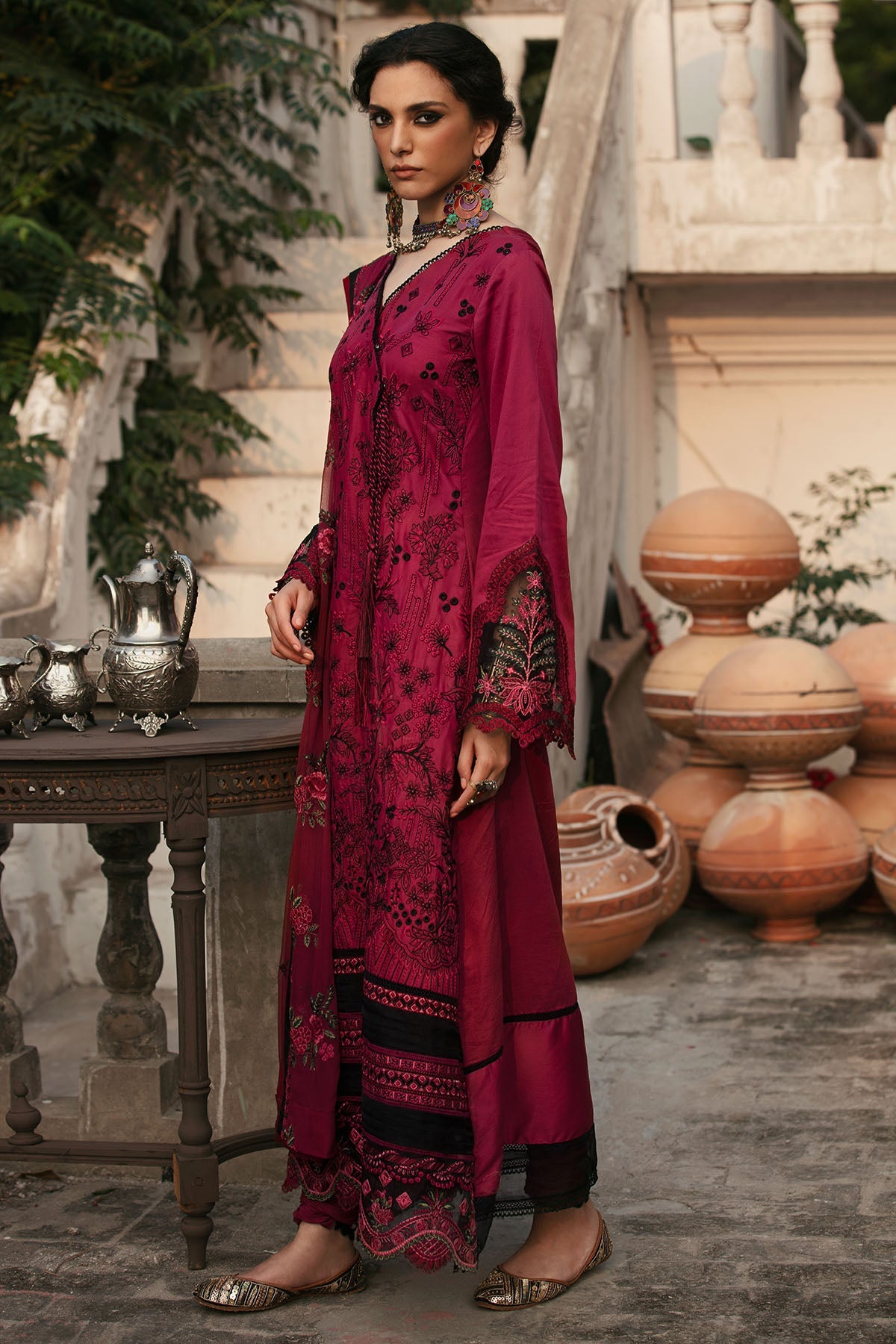3020-FALAK-B EMBROIDERED COTTON SATIN UNSTITCHED