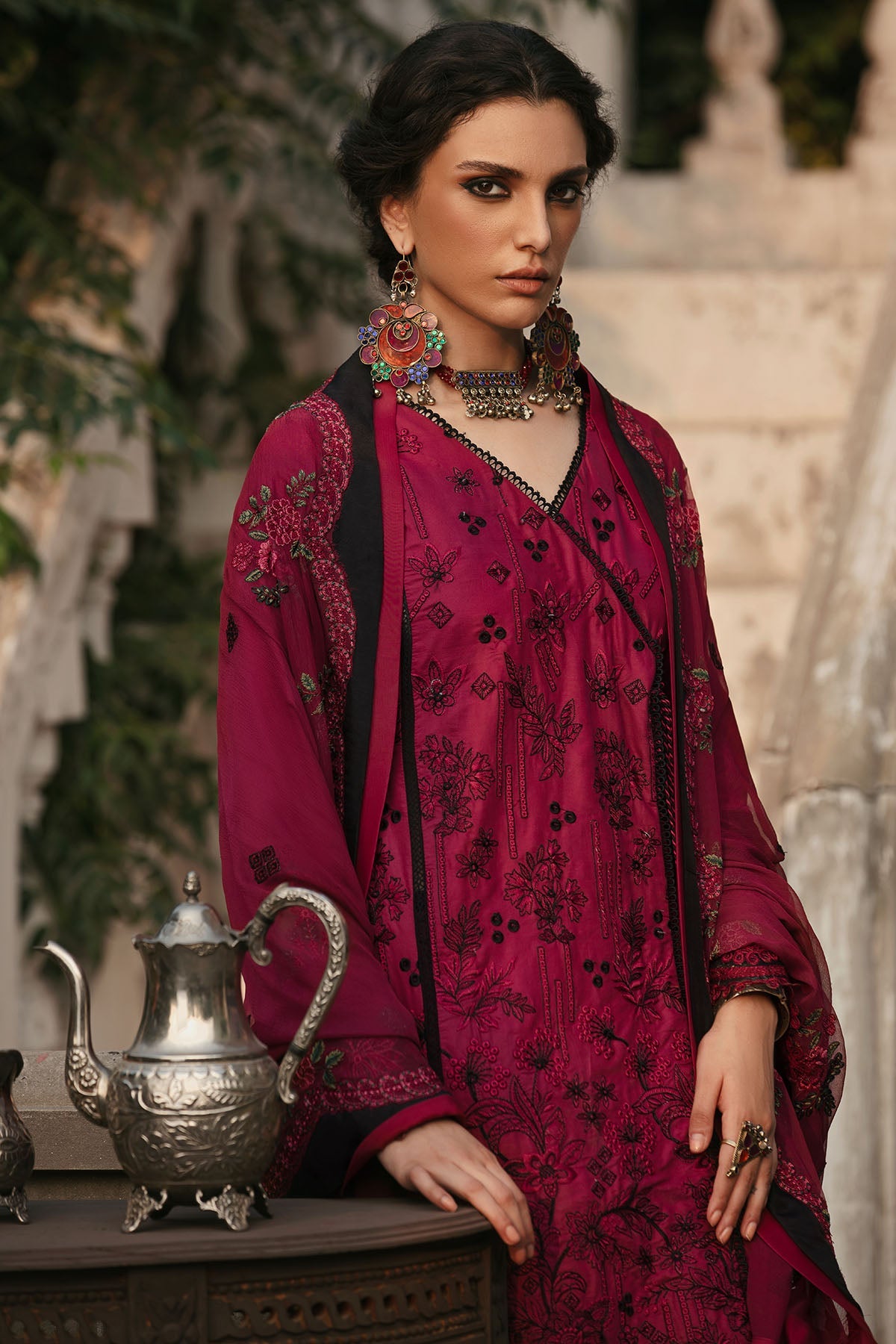 3020-FALAK-B EMBROIDERED COTTON SATIN UNSTITCHED