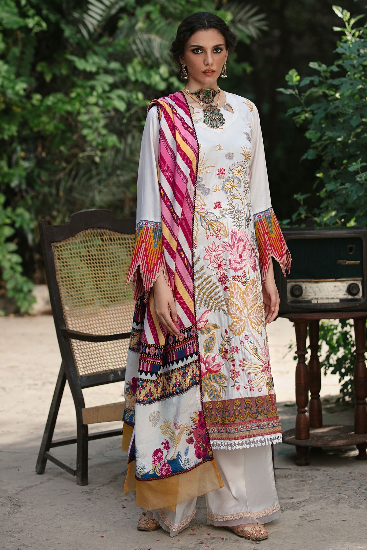 3021-MARTAN- A EMBROIDERED COTTON SATIN UNSTITCHED