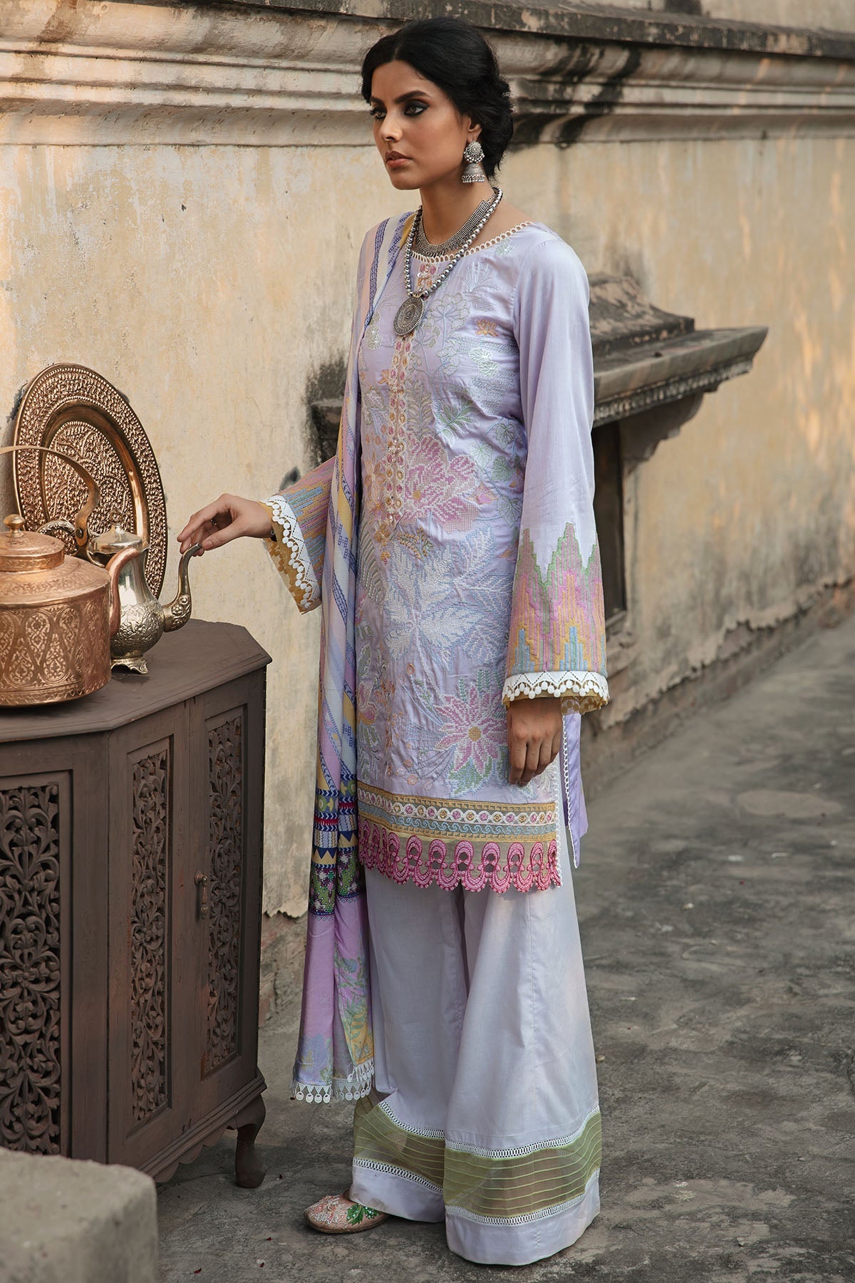 3021-MARTAN- B EMBROIDERED COTTON SATIN UNSTITCHED