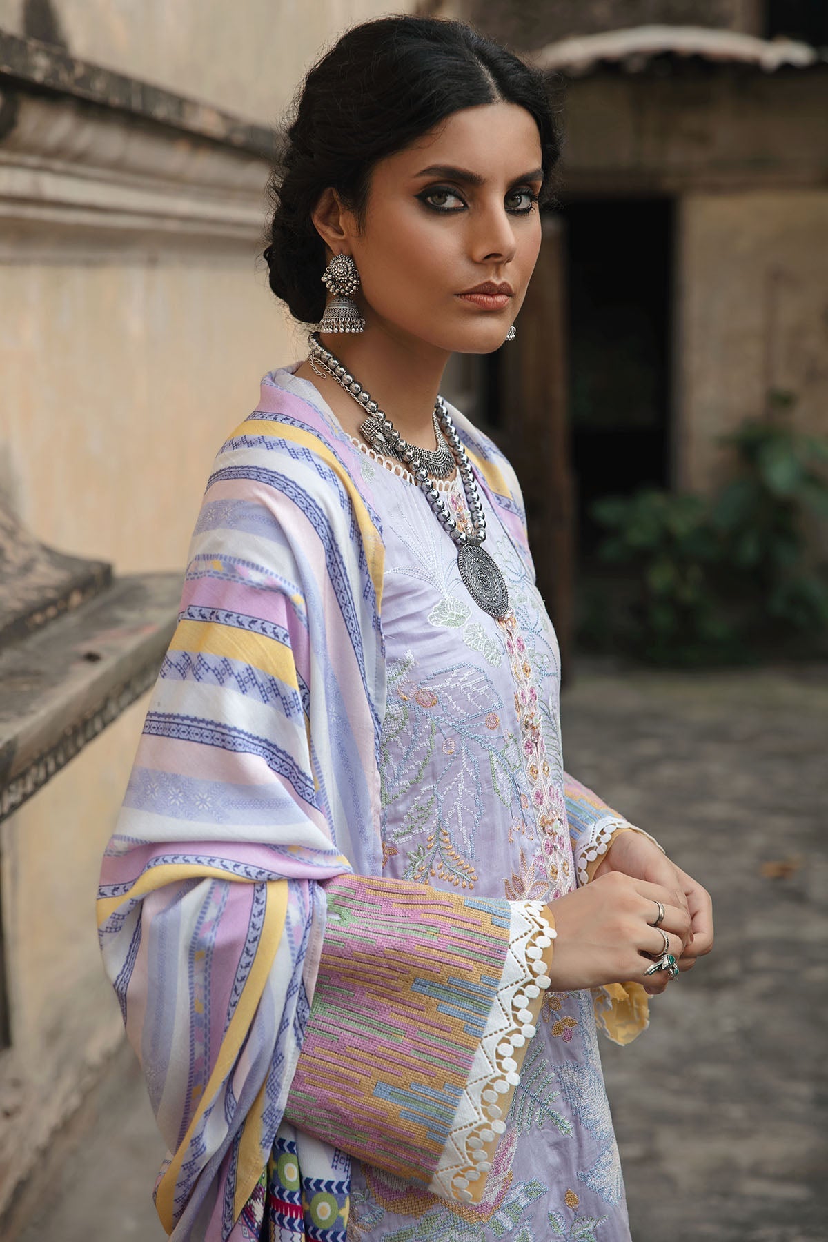 3021-MARTAN- B EMBROIDERED COTTON SATIN UNSTITCHED