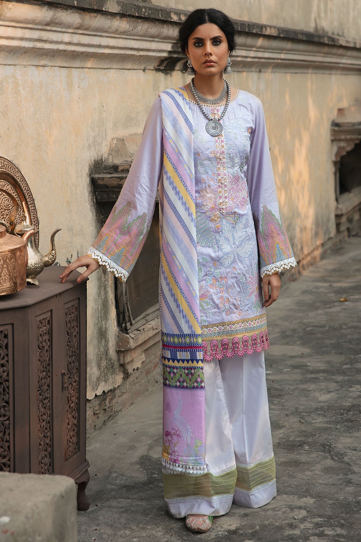 3021-MARTAN- B EMBROIDERED COTTON SATIN UNSTITCHED