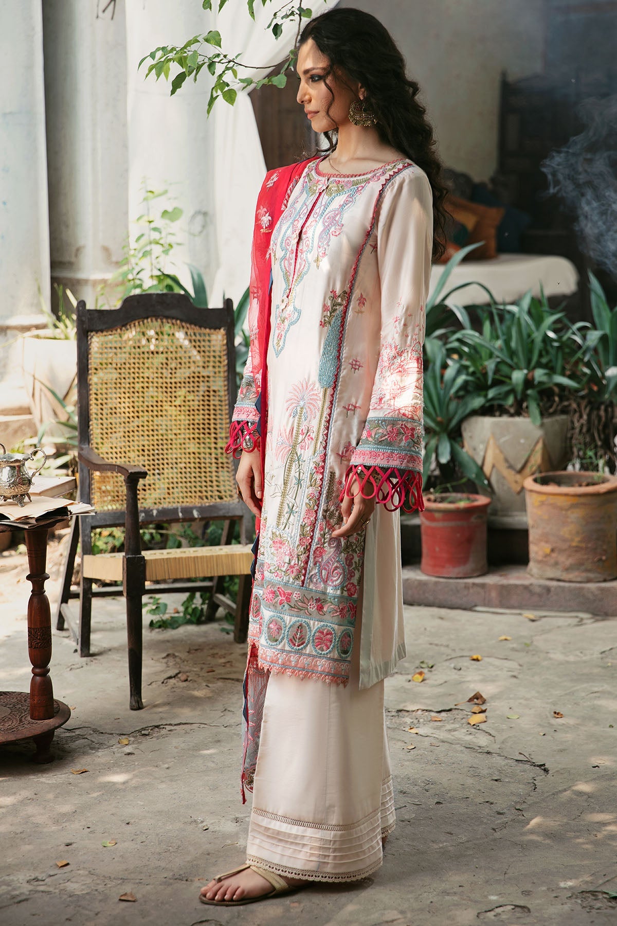 3023-NAAZ- A EMBROIDERED COTTON SATIN UNSTITCHED