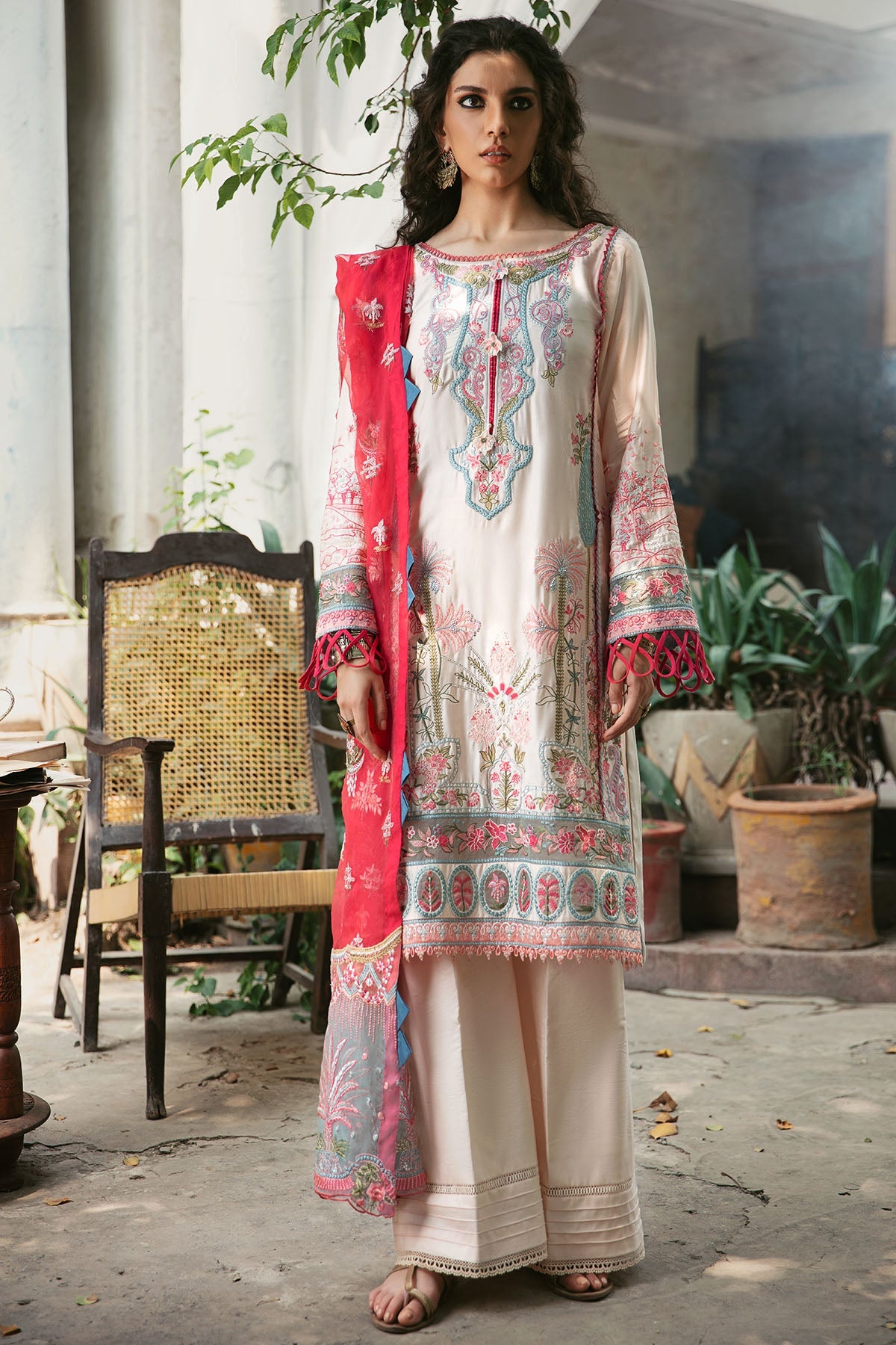 3023-NAAZ- A EMBROIDERED COTTON SATIN UNSTITCHED