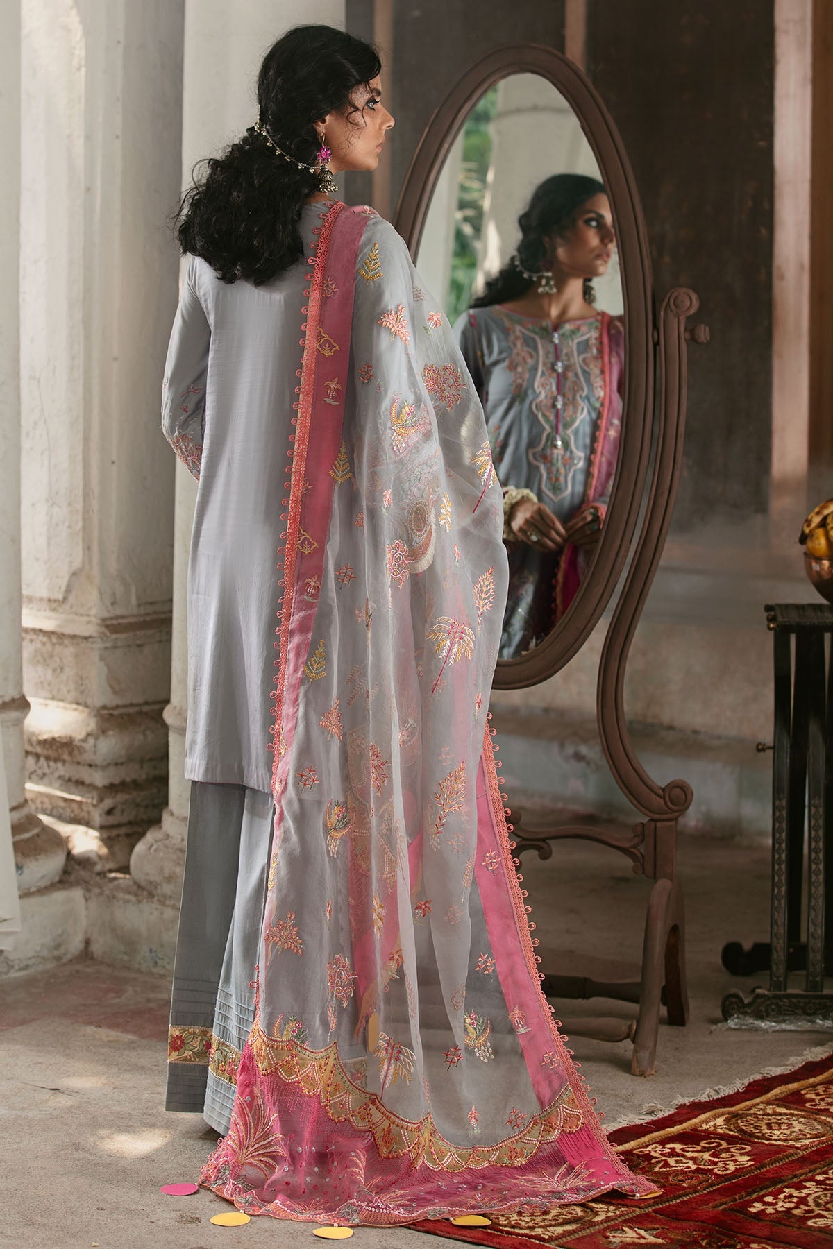 3023-NAAZ- B EMBROIDERED COTTON SATIN UNSTITCHED