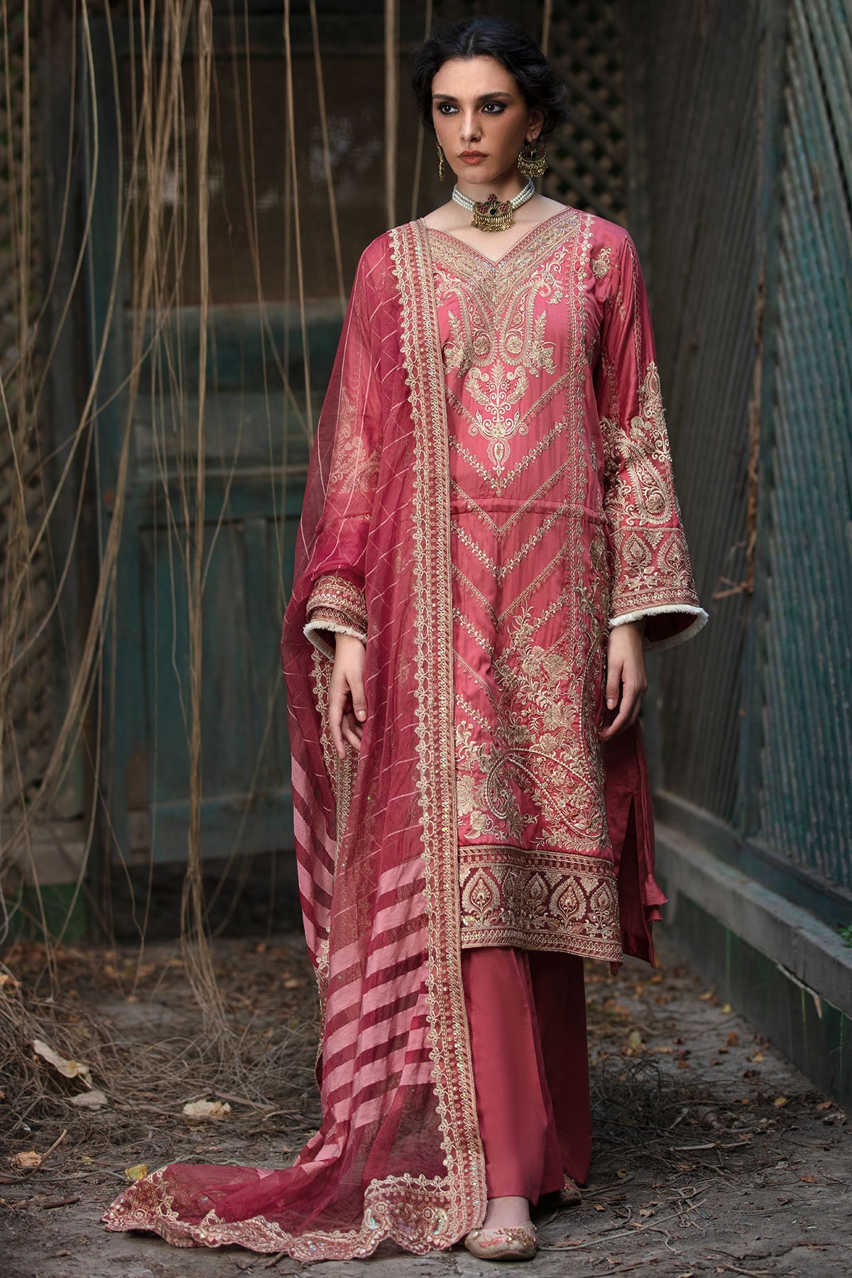 3024-ZAHRI- B EMBROIDERED COTTON SATIN UNSTITCHED