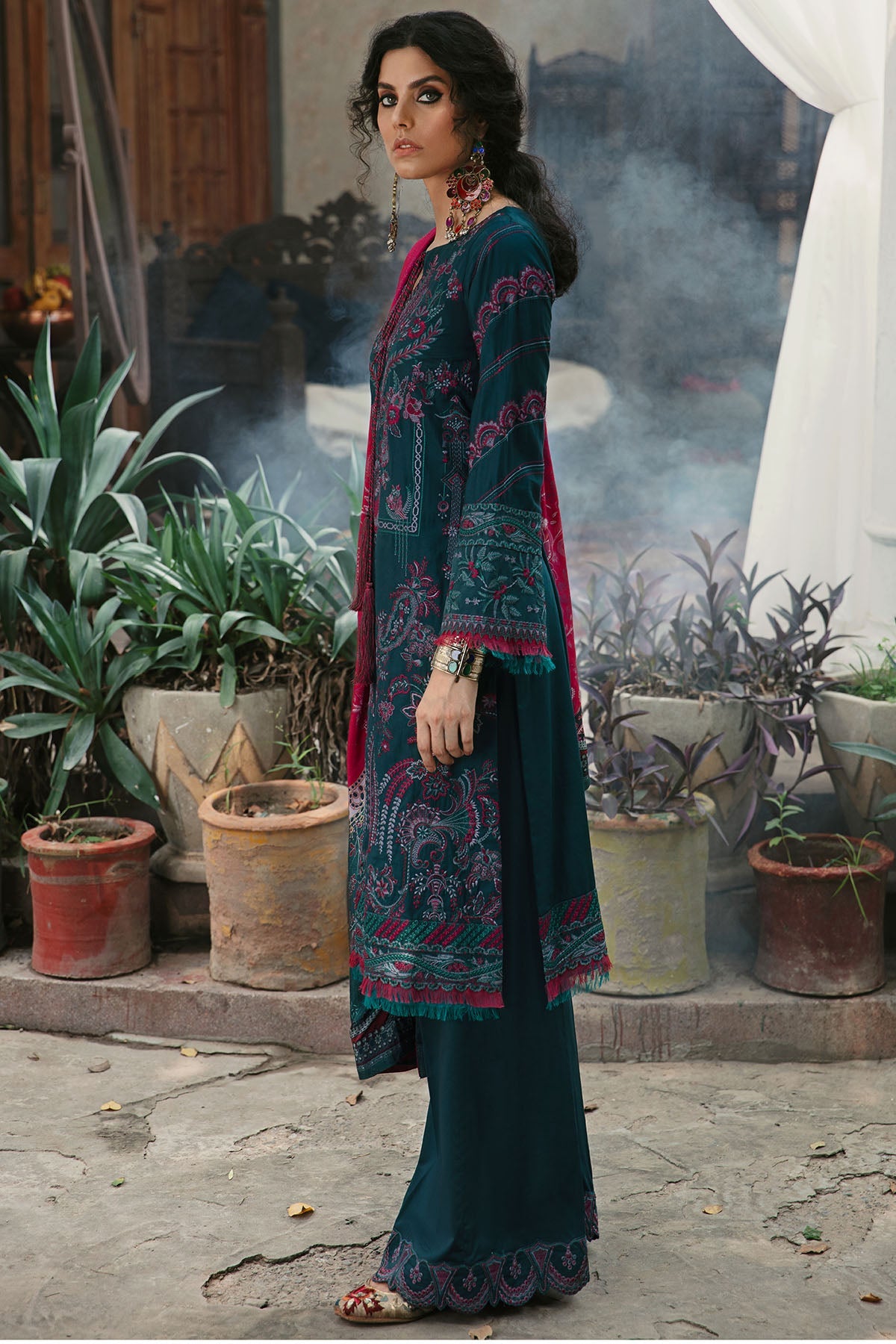 3025-MAHGOL- A EMBROIDERED COTTON SATIN UNSTITCHED