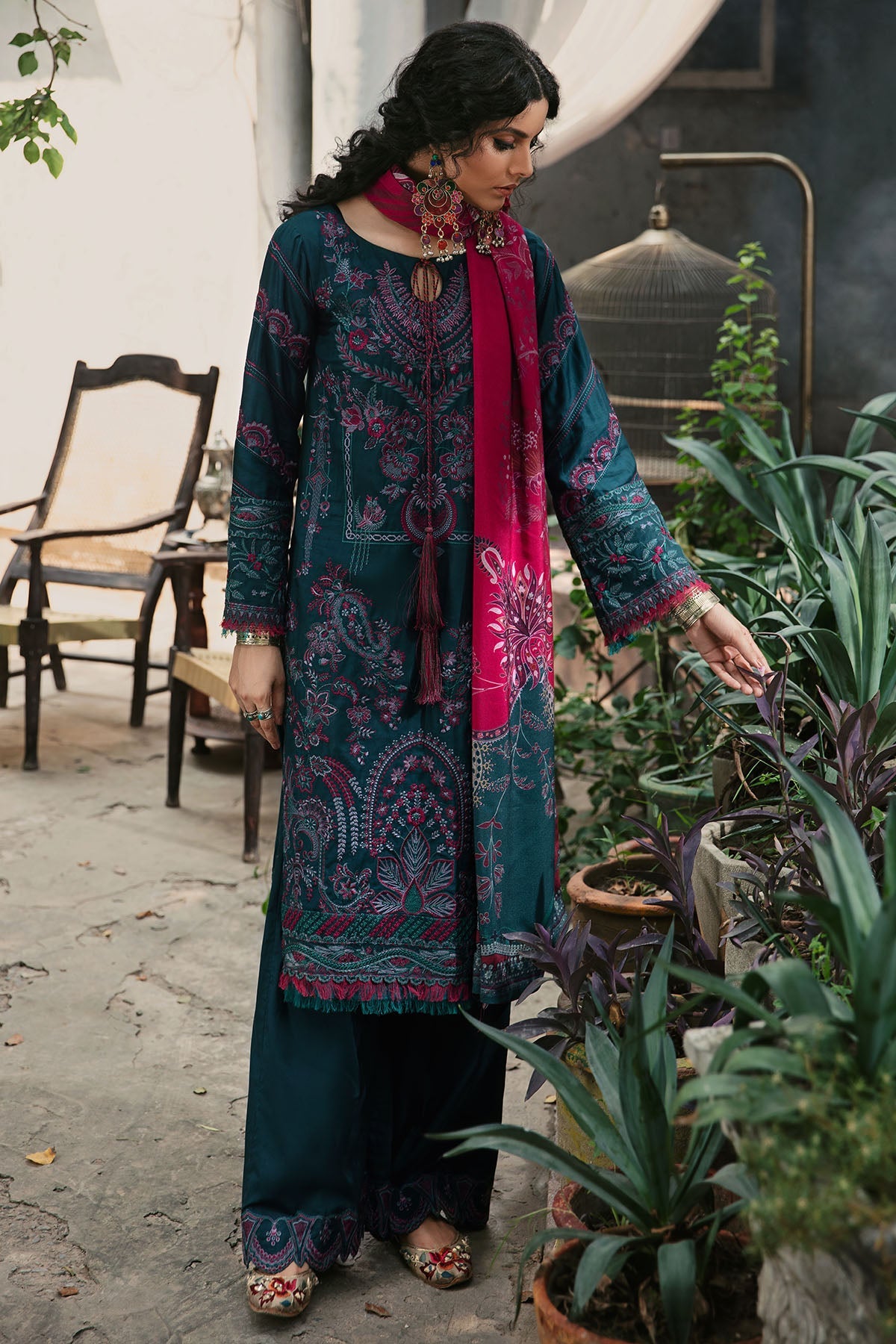 3025-MAHGOL- A EMBROIDERED COTTON SATIN UNSTITCHED